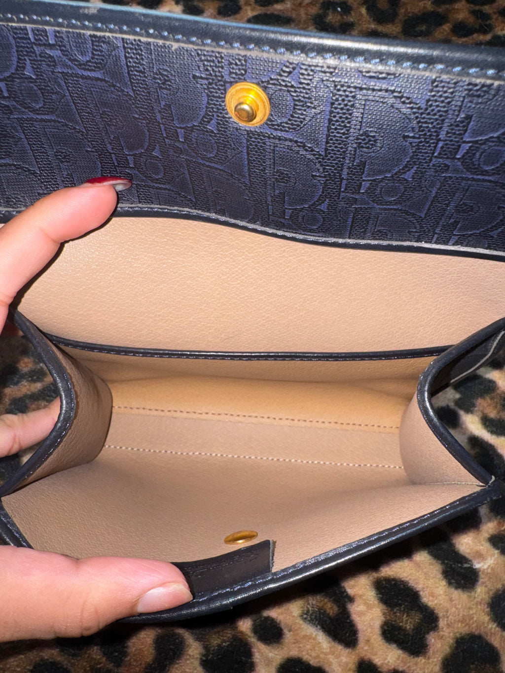 Vintage Dior Oblique Canvas Flap Clutch in Blue