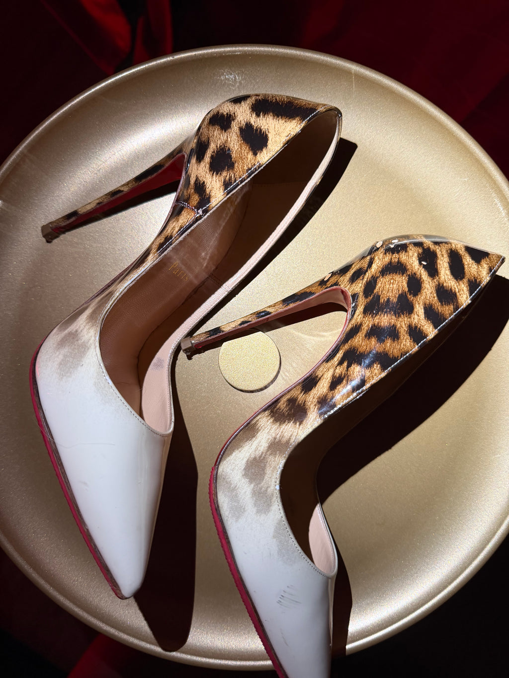 Christian Louboutin Leopard & White D’Orsay Heels
