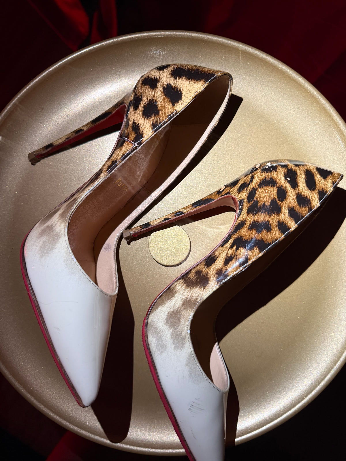 Christian Louboutin Leopard & White D’Orsay Heels