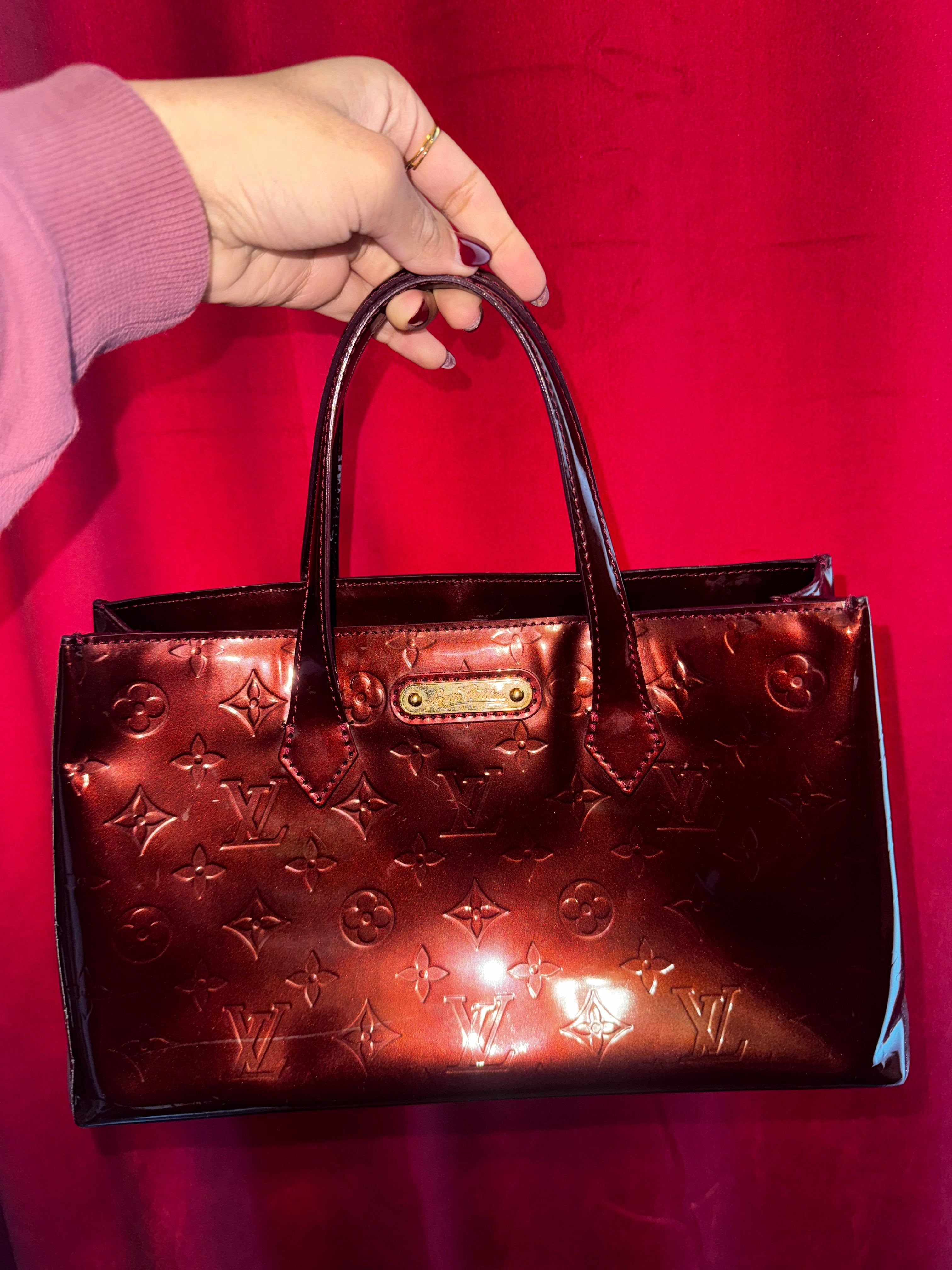 Louis Vuitton Monogram Vernis Tote PM in Metallic Burgundy