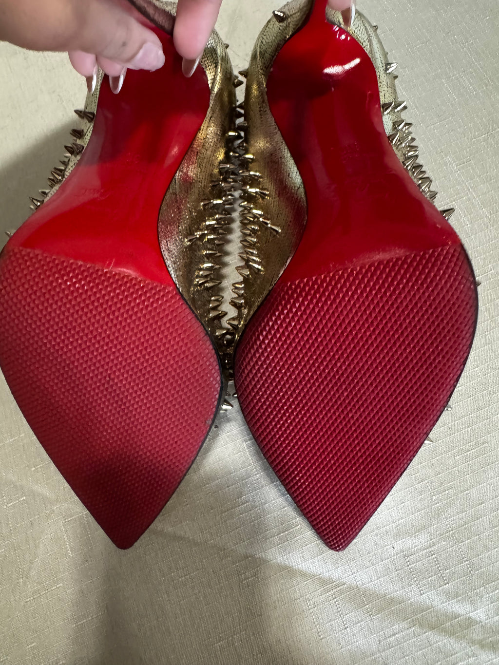 Christian Louboutin Metallic Gold Spike Pumps (6.5 / 36.5)