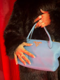 Blue Prada Vitello Daino Leather Tote