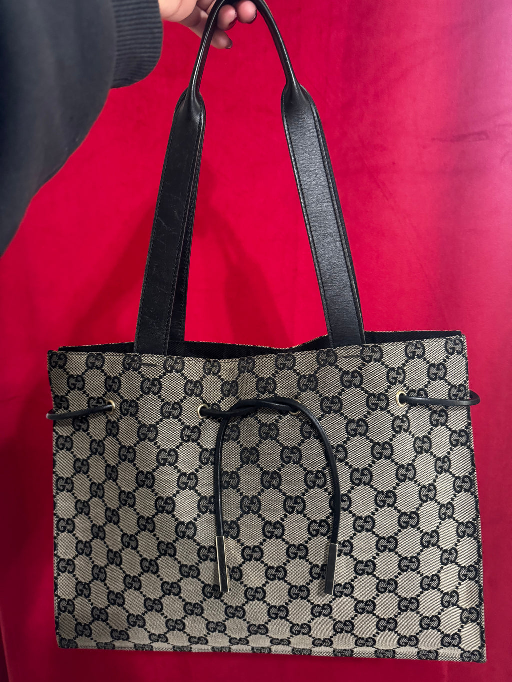 Tom Ford Era - Black Gucci GG Canvas Drawstring Tote