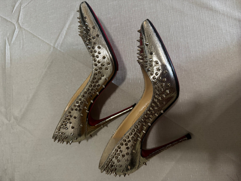 Christian Louboutin Metallic Gold Spike Pumps (6.5 / 36.5)