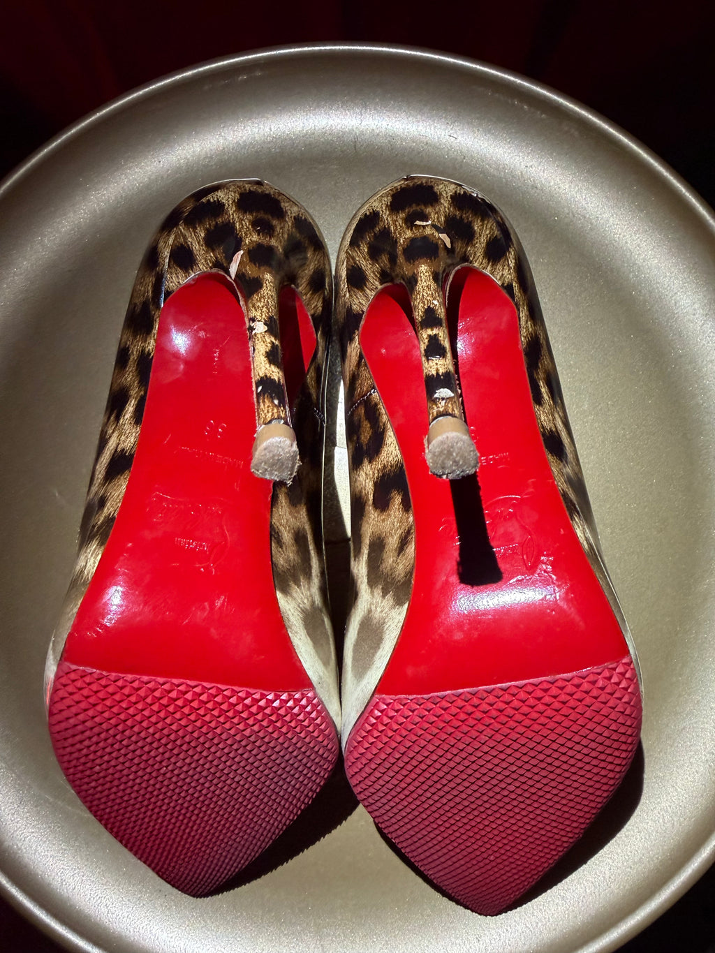 Christian Louboutin Leopard & White D’Orsay Heels