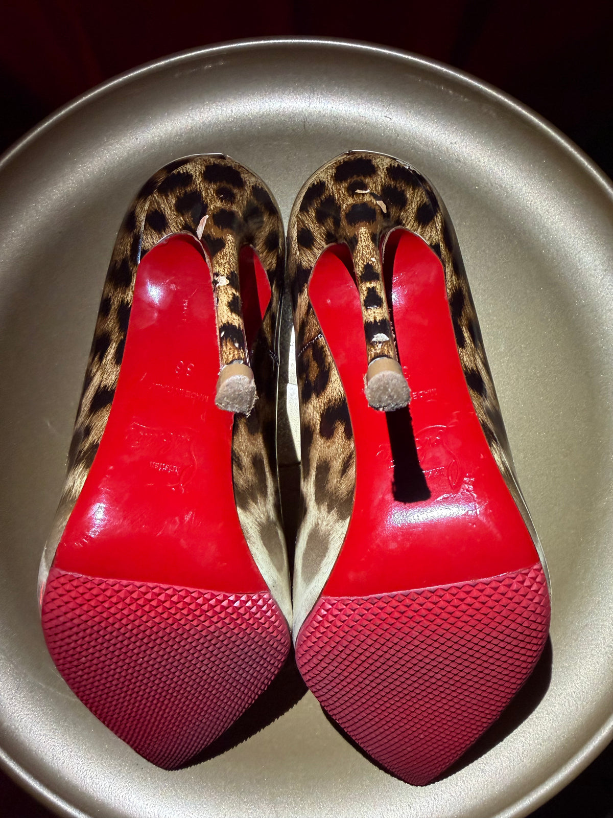 Christian Louboutin Leopard & White D’Orsay Heels