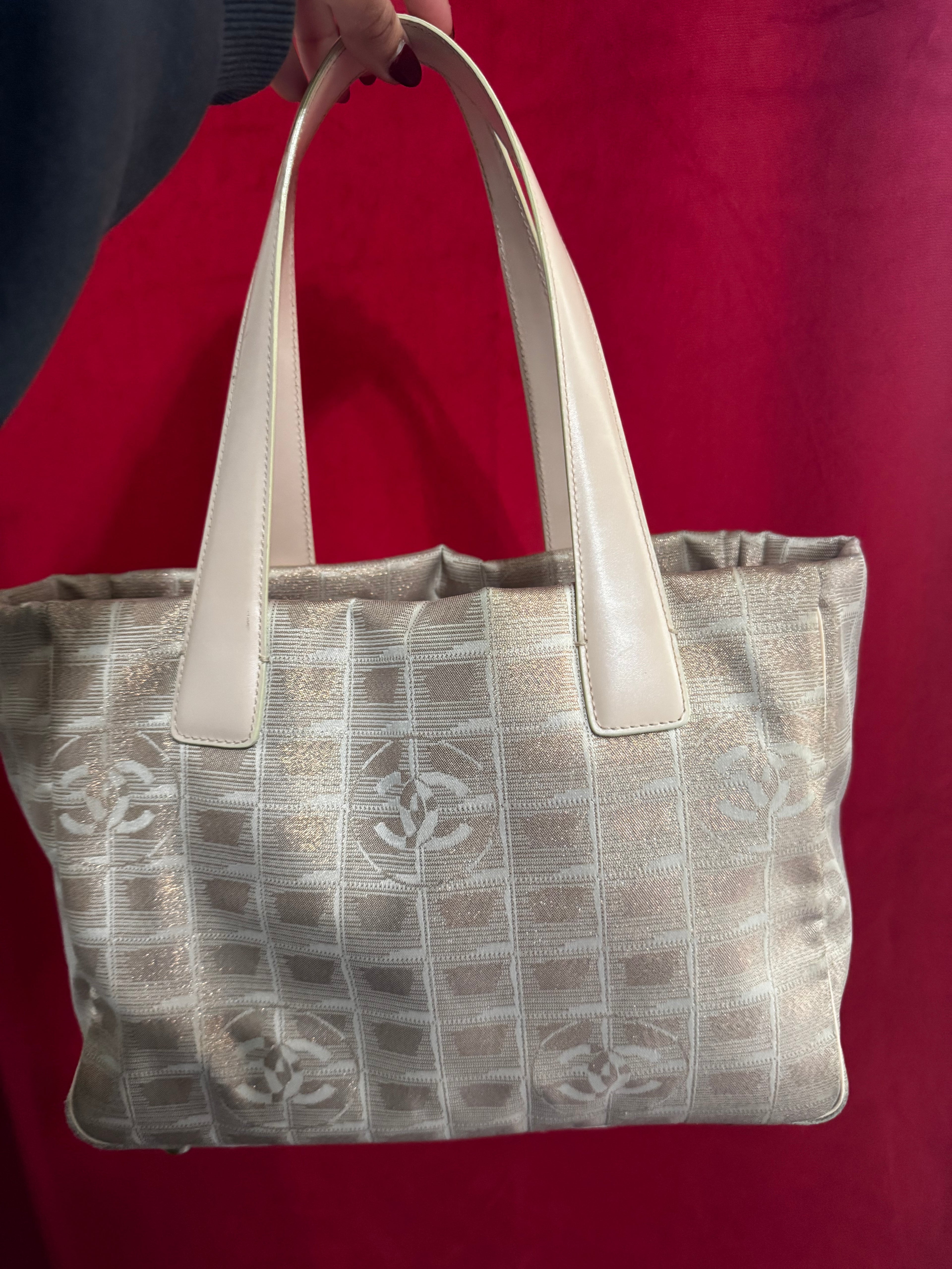 Chanel Metallic Jacquard CC Tote – Beige