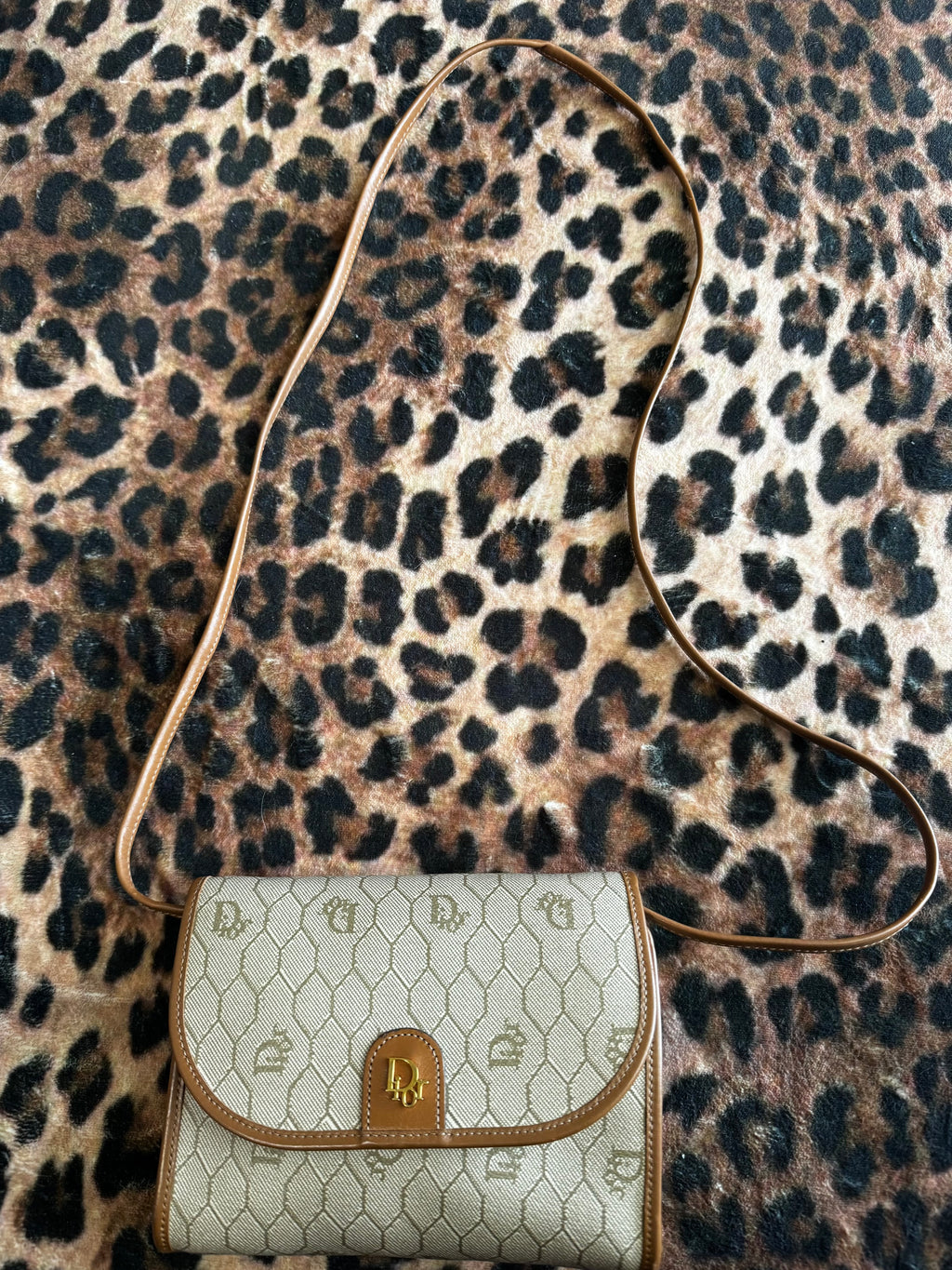 John Galliano Era - Vintage Dior Honeycomb Canvas Crossbody Bag in Cream