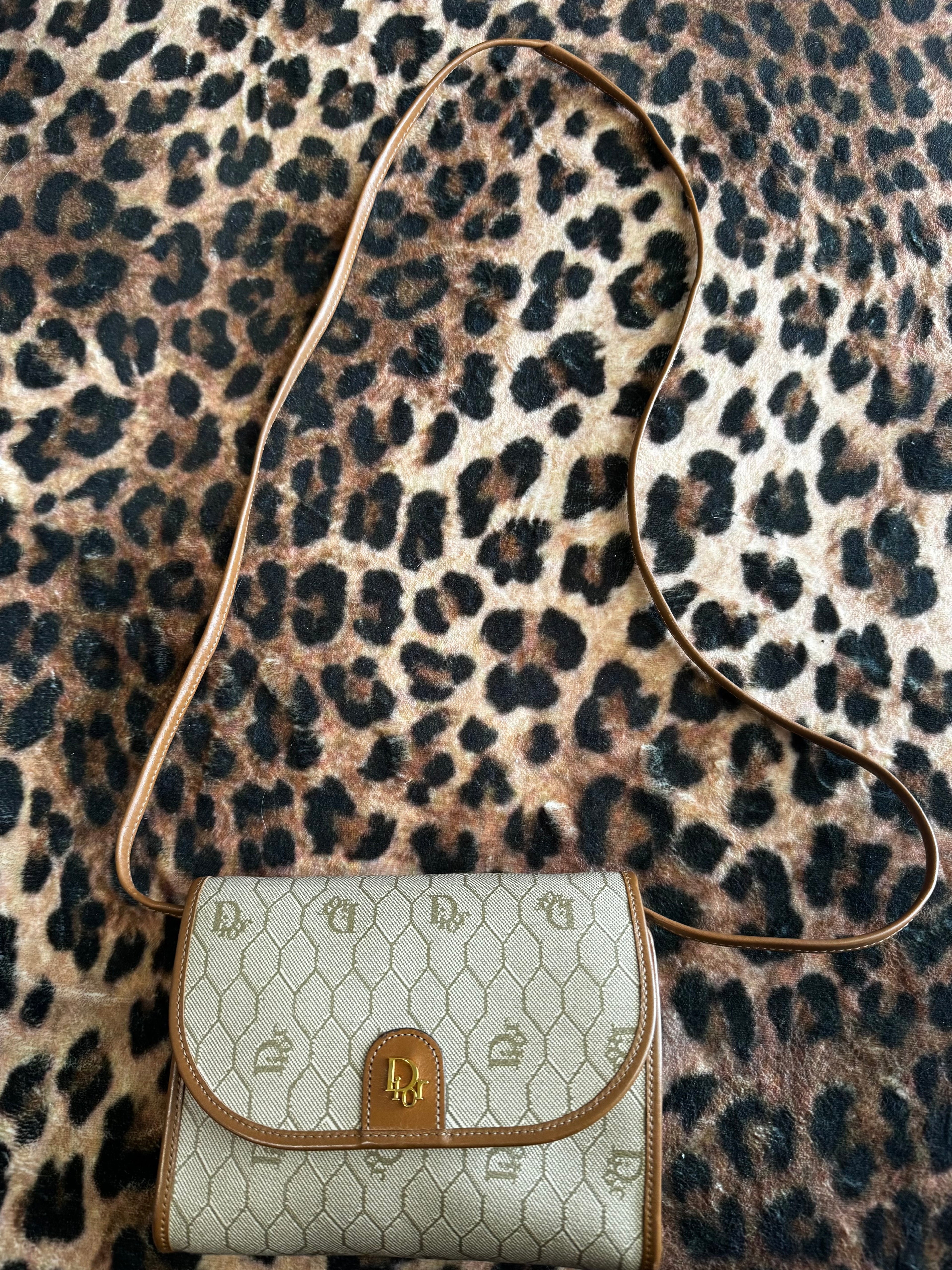 John Galliano Era - Vintage Dior Honeycomb Canvas Crossbody Bag in Cream
