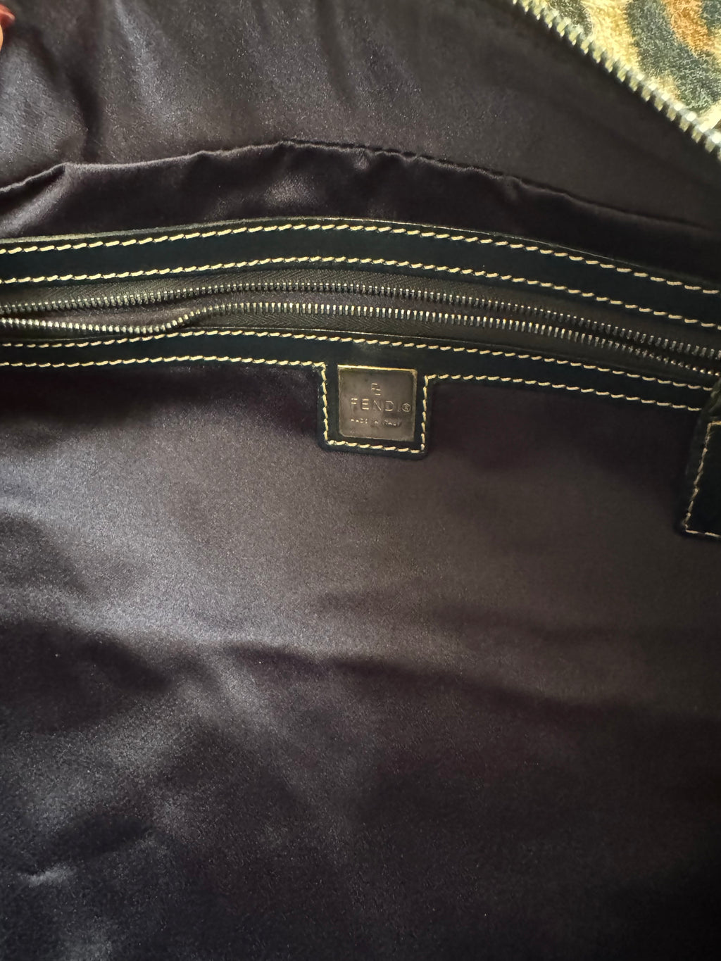 Vintage Fendi Zucca Canvas Barrel Shoulder Bag – Navy