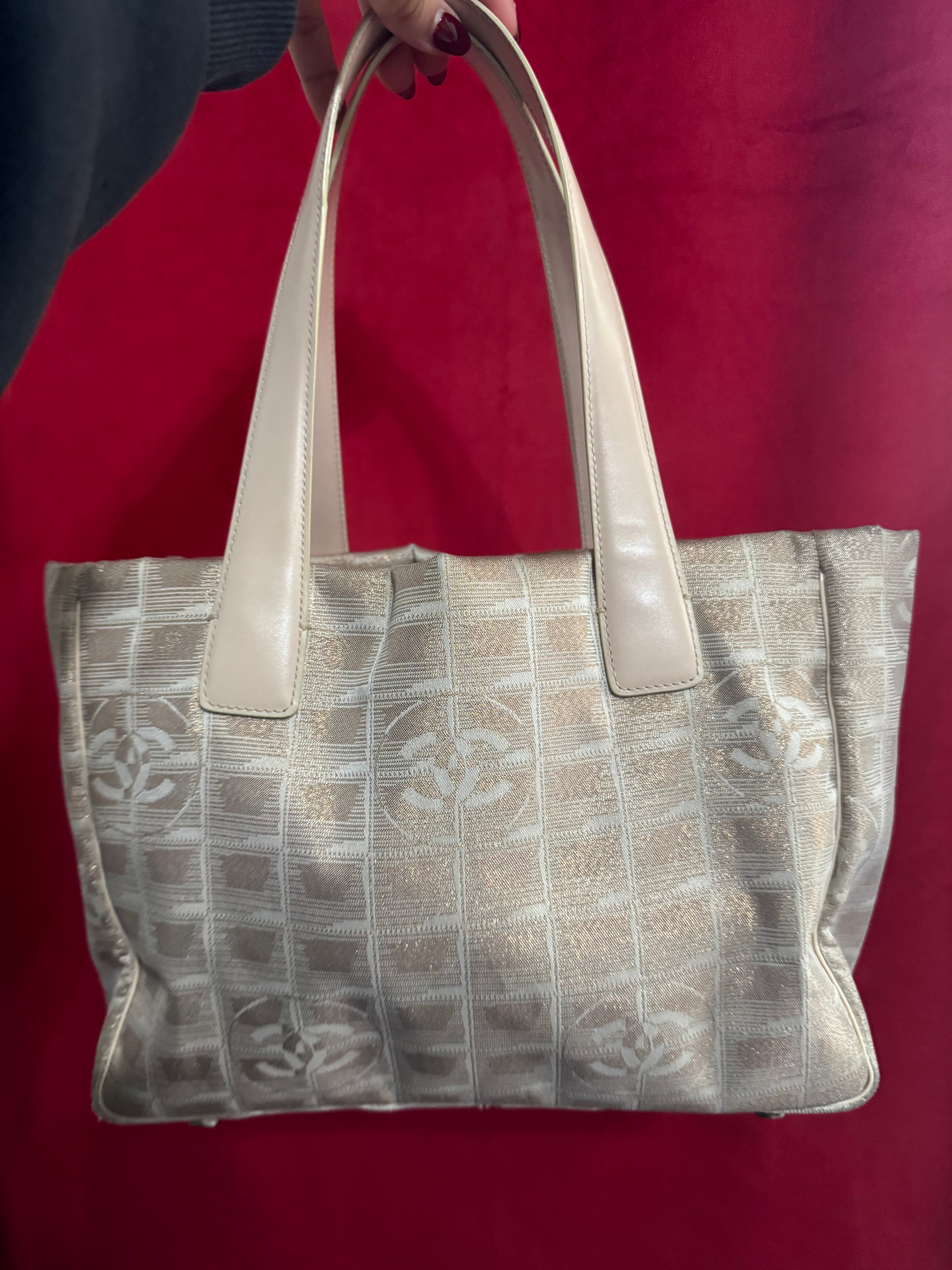 Chanel Metallic Jacquard CC Tote – Beige