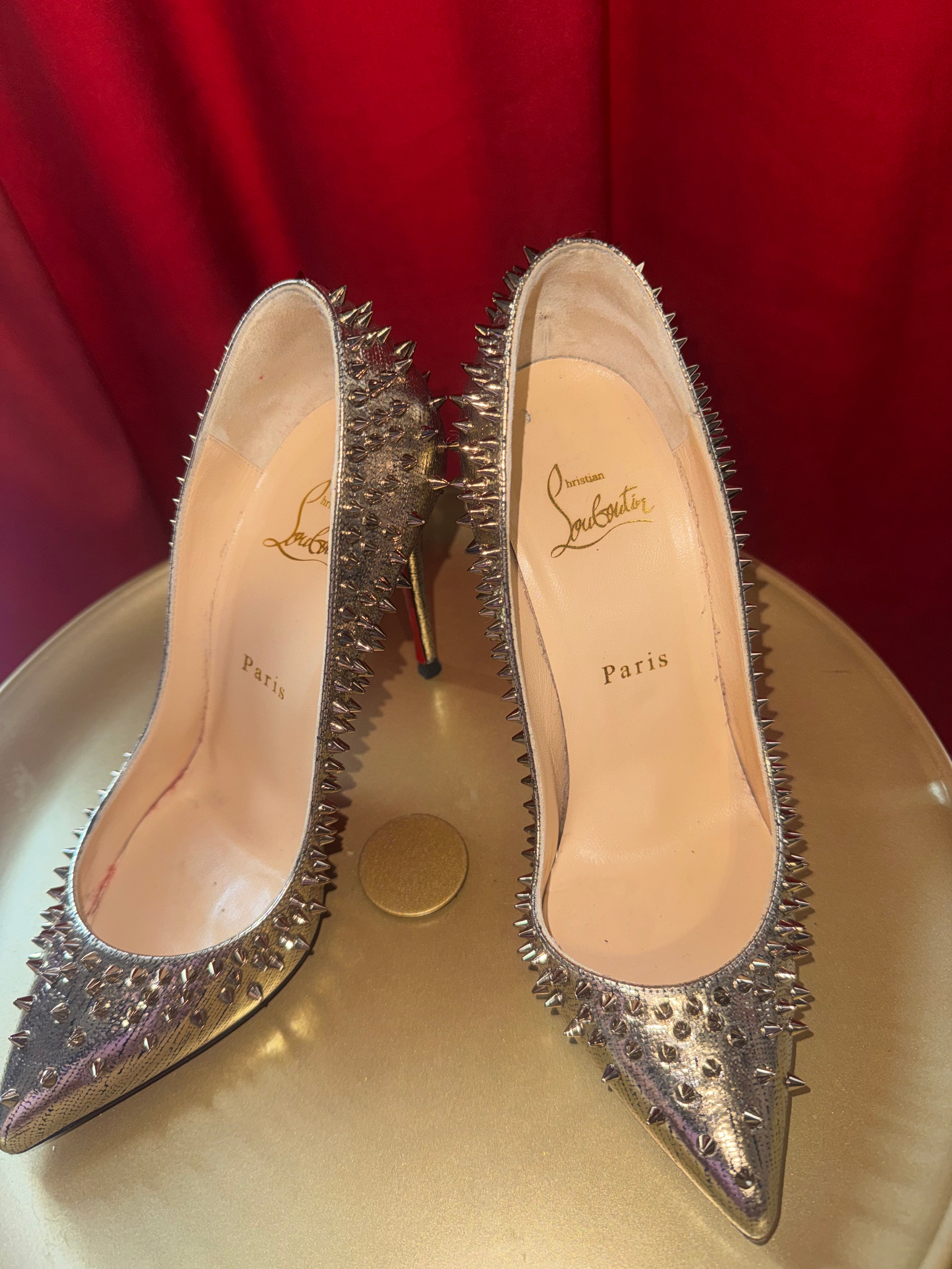Christian Louboutin Metallic Gold Spike Pumps (6.5 / 36.5)