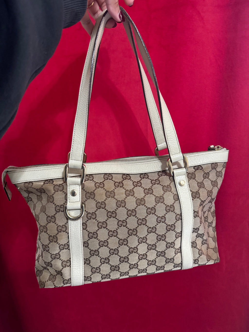 Gucci GG Canvas Tote in Cream