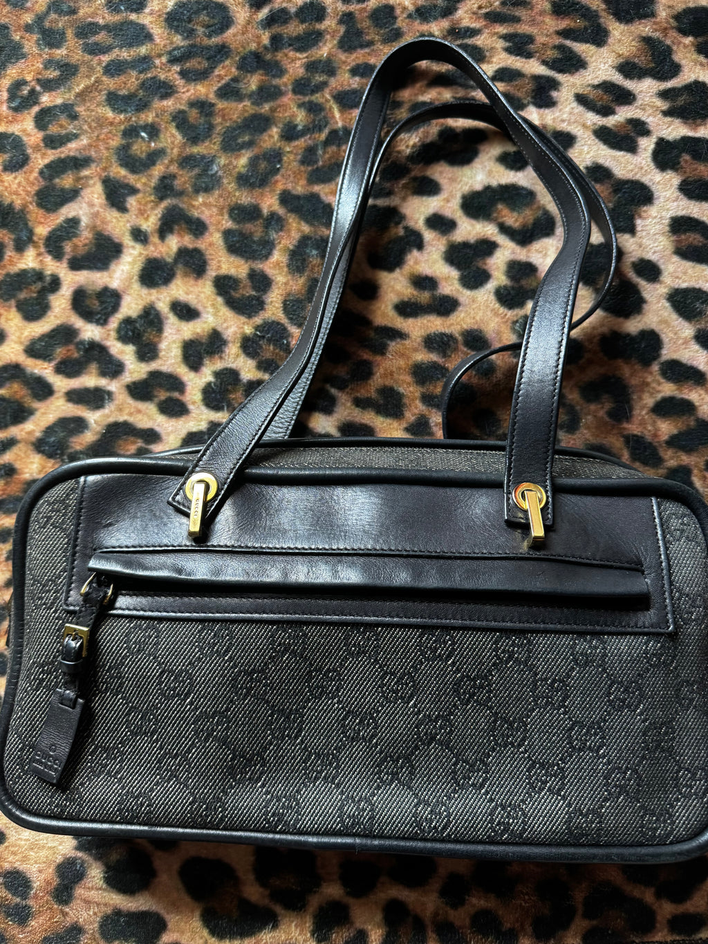Black Gucci GG Canvas Messenger Bag