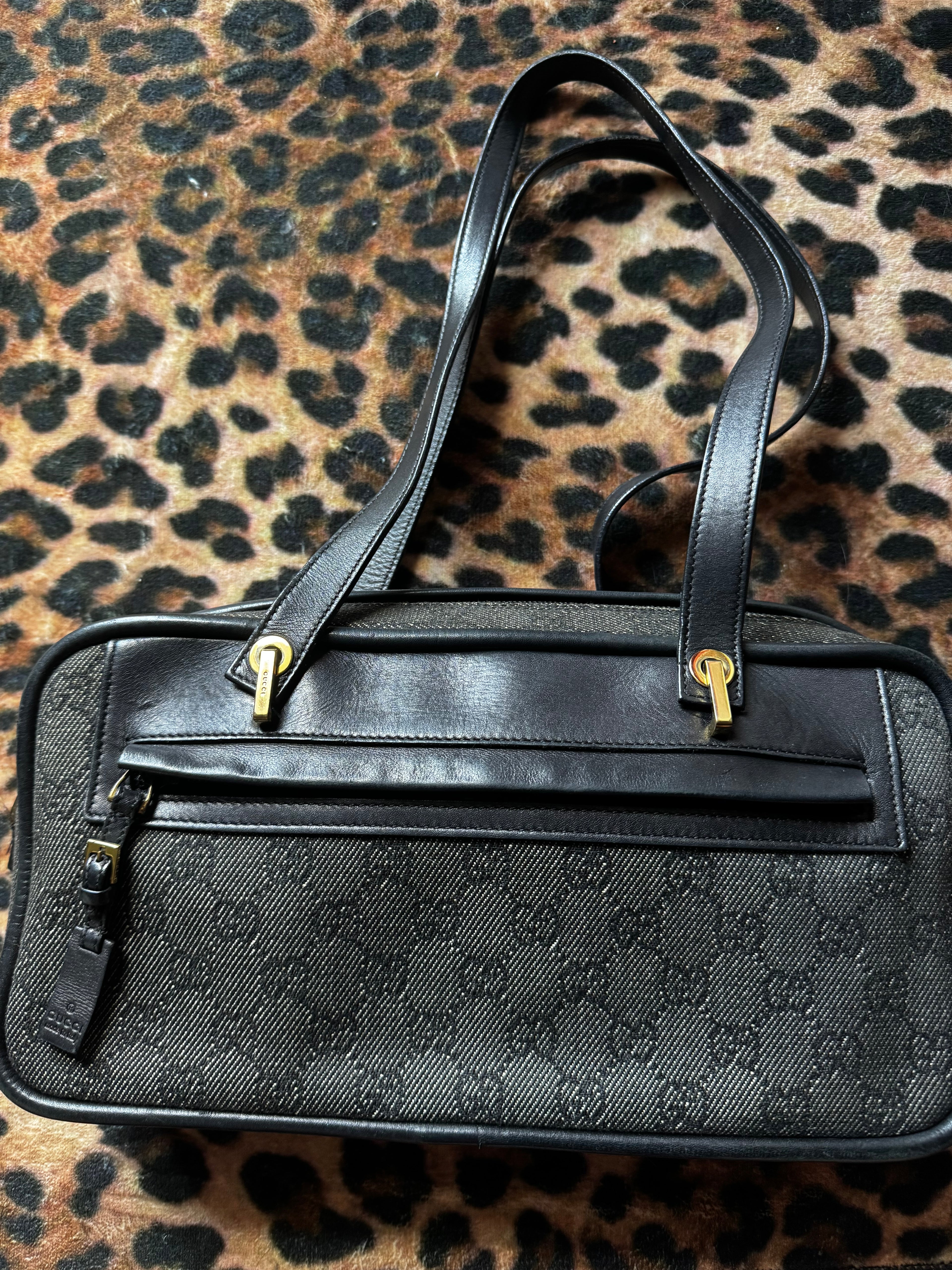 Black Gucci GG Canvas Messenger Bag