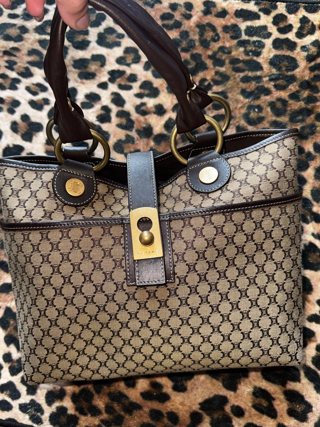 Vintage Celine Macadam Canvas Tote – Brown