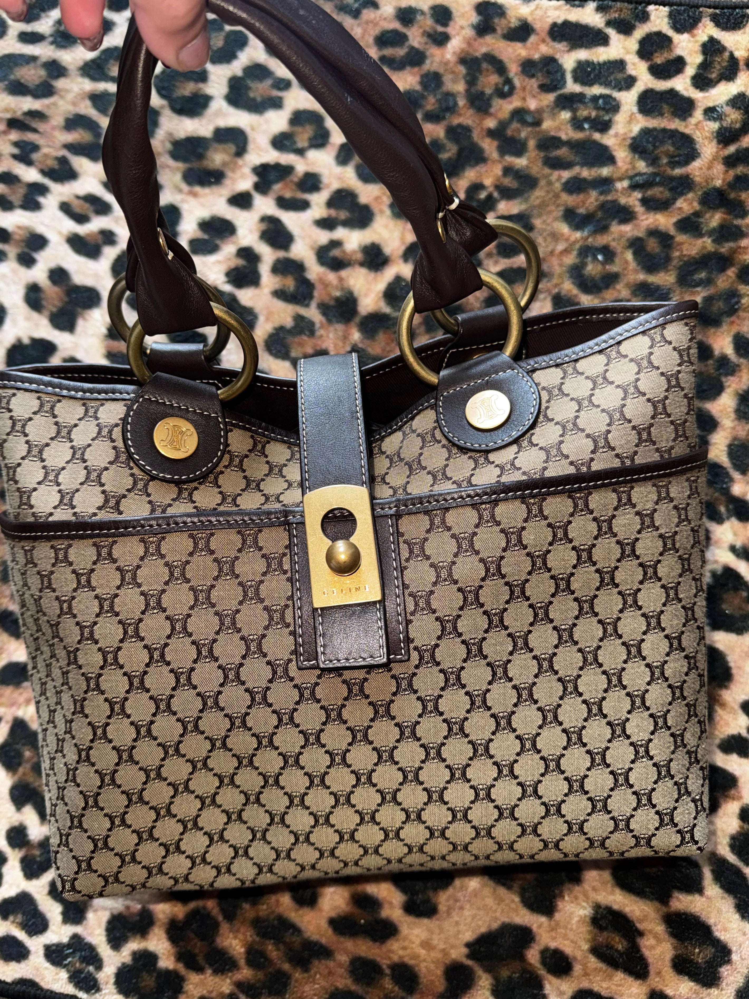 Vintage Celine Macadam Canvas Tote – Brown