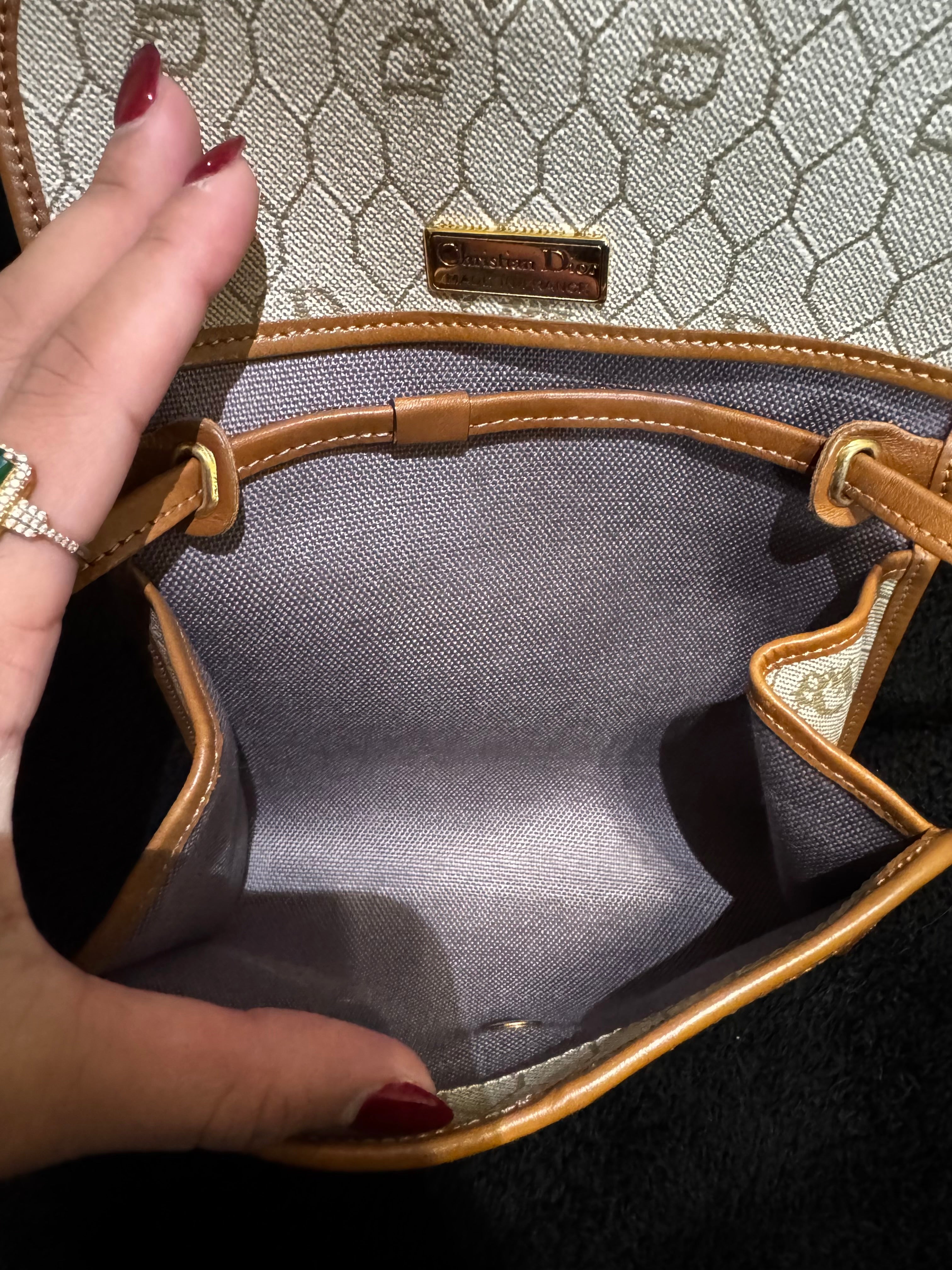 John Galliano Era - Vintage Dior Honeycomb Canvas Crossbody Bag in Cream