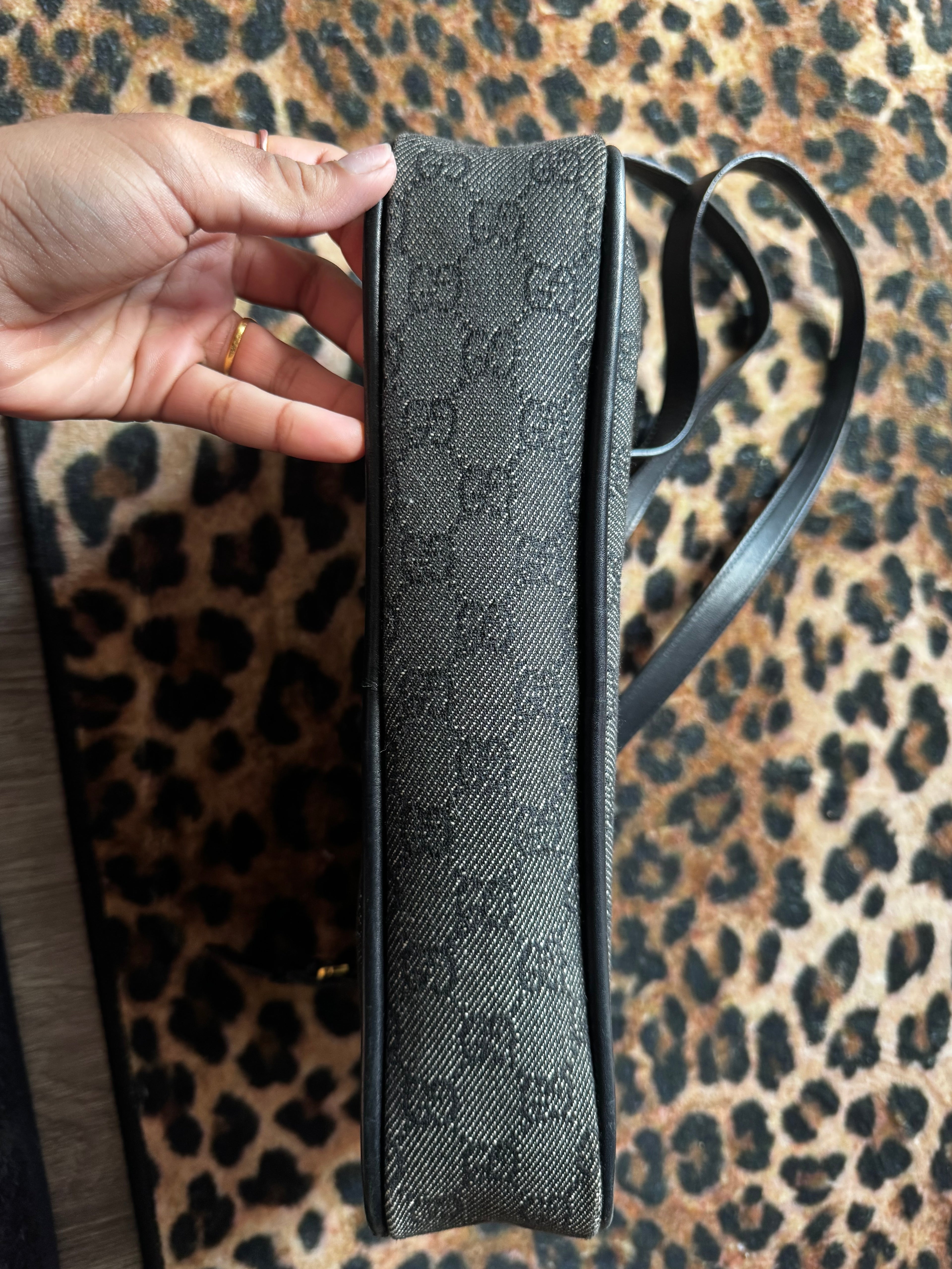 Black Gucci GG Canvas Messenger Bag