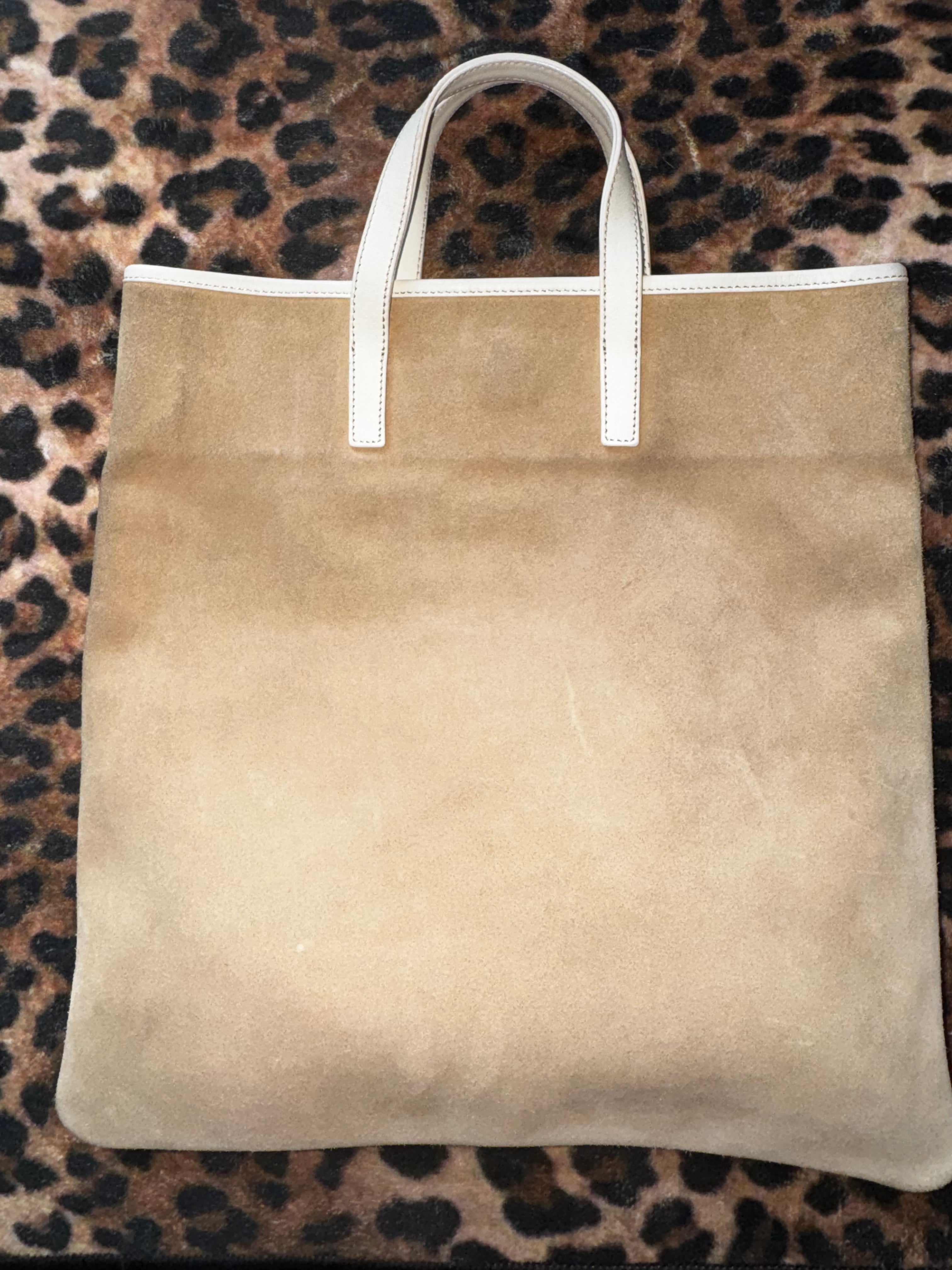Vintage Loewe Suede Anagram Tote – Tan/Cream