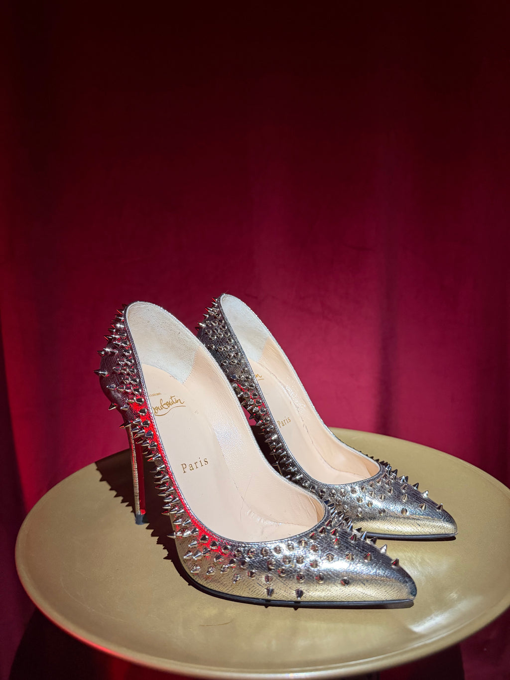 Christian Louboutin Metallic Gold Spike Pumps