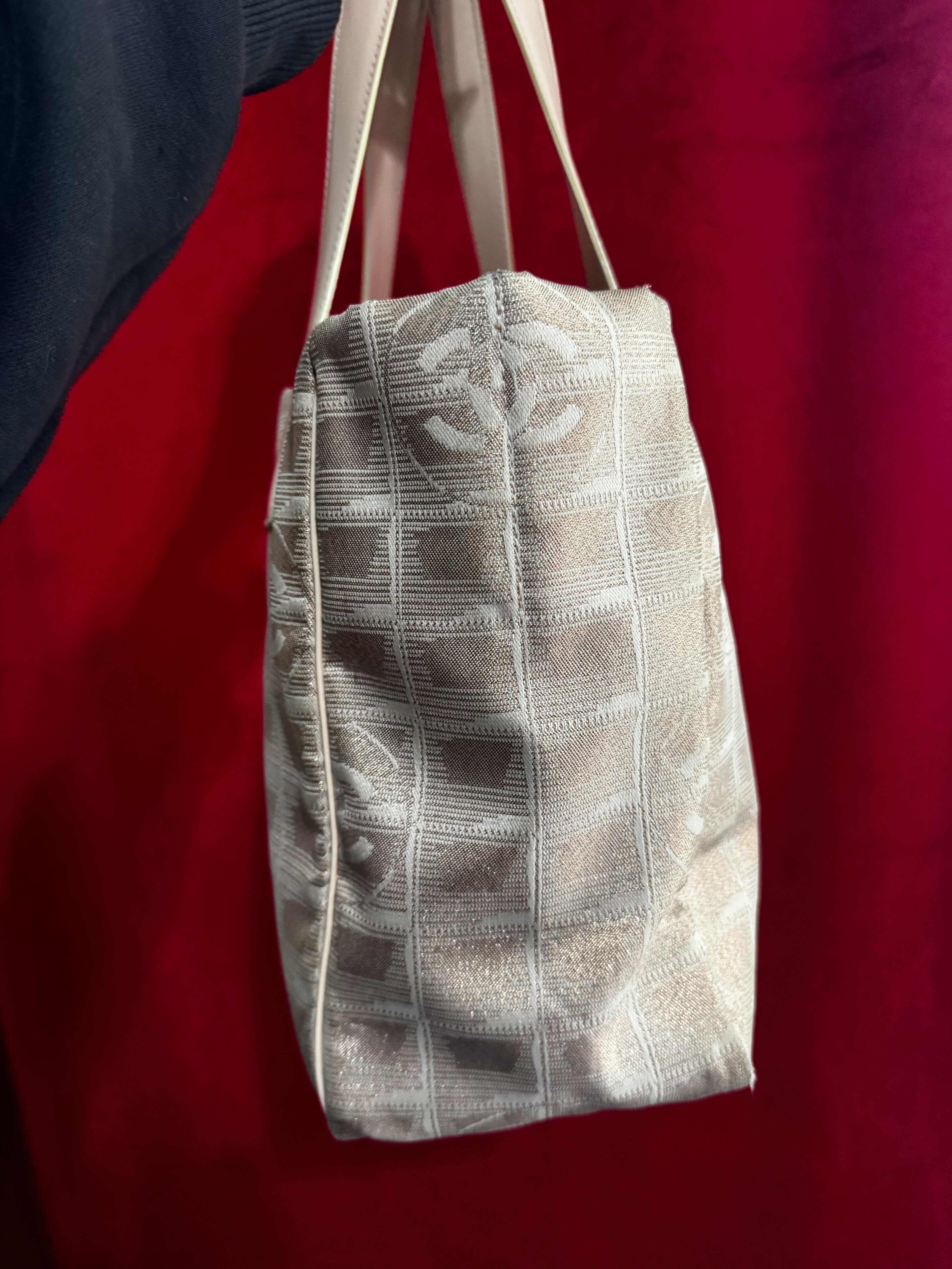 Chanel Metallic Jacquard CC Tote – Beige