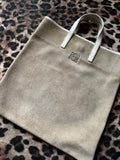 Vintage Loewe Suede Anagram Tote – Tan/Cream