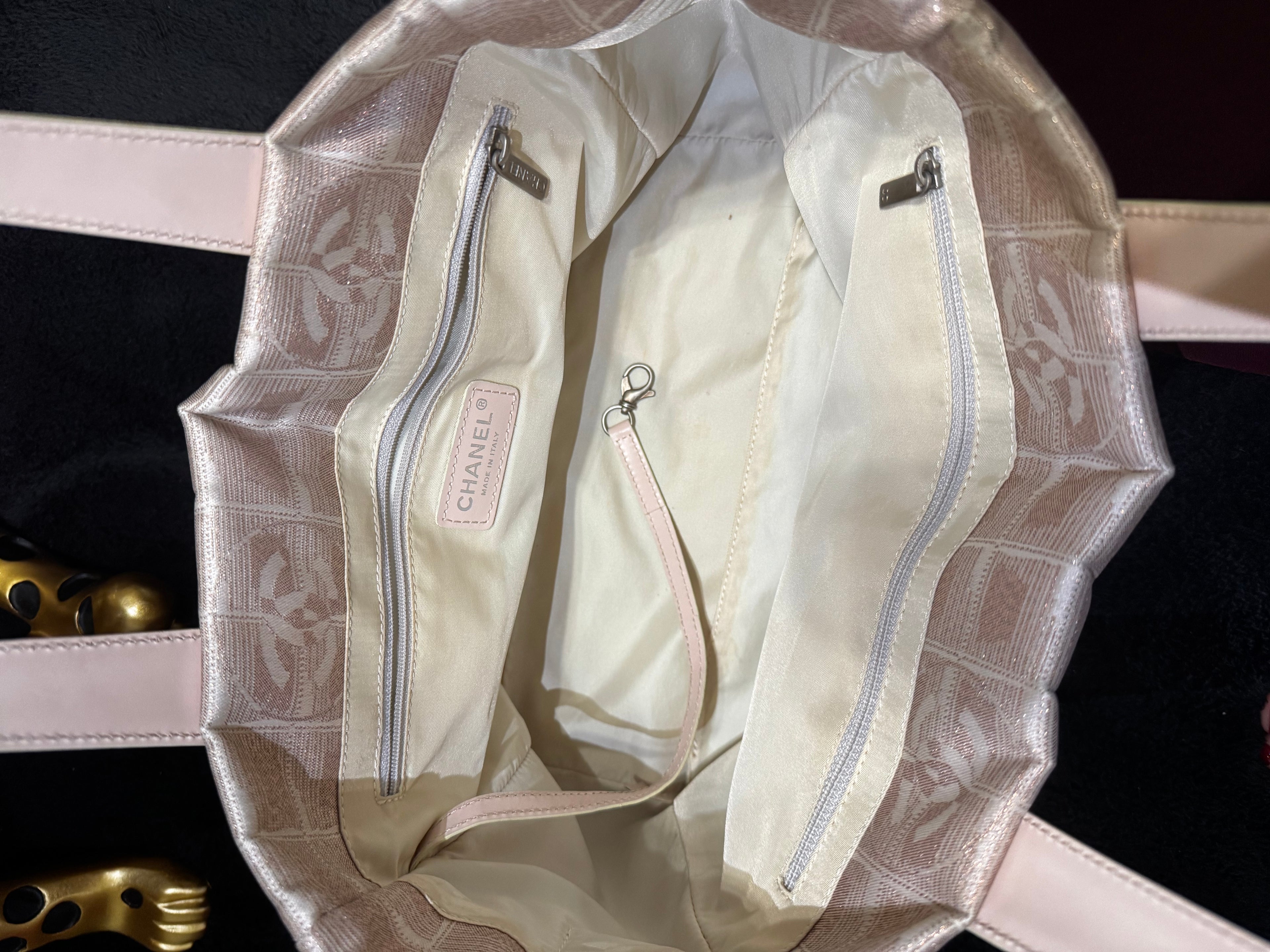 Chanel Metallic Jacquard CC Tote – Beige