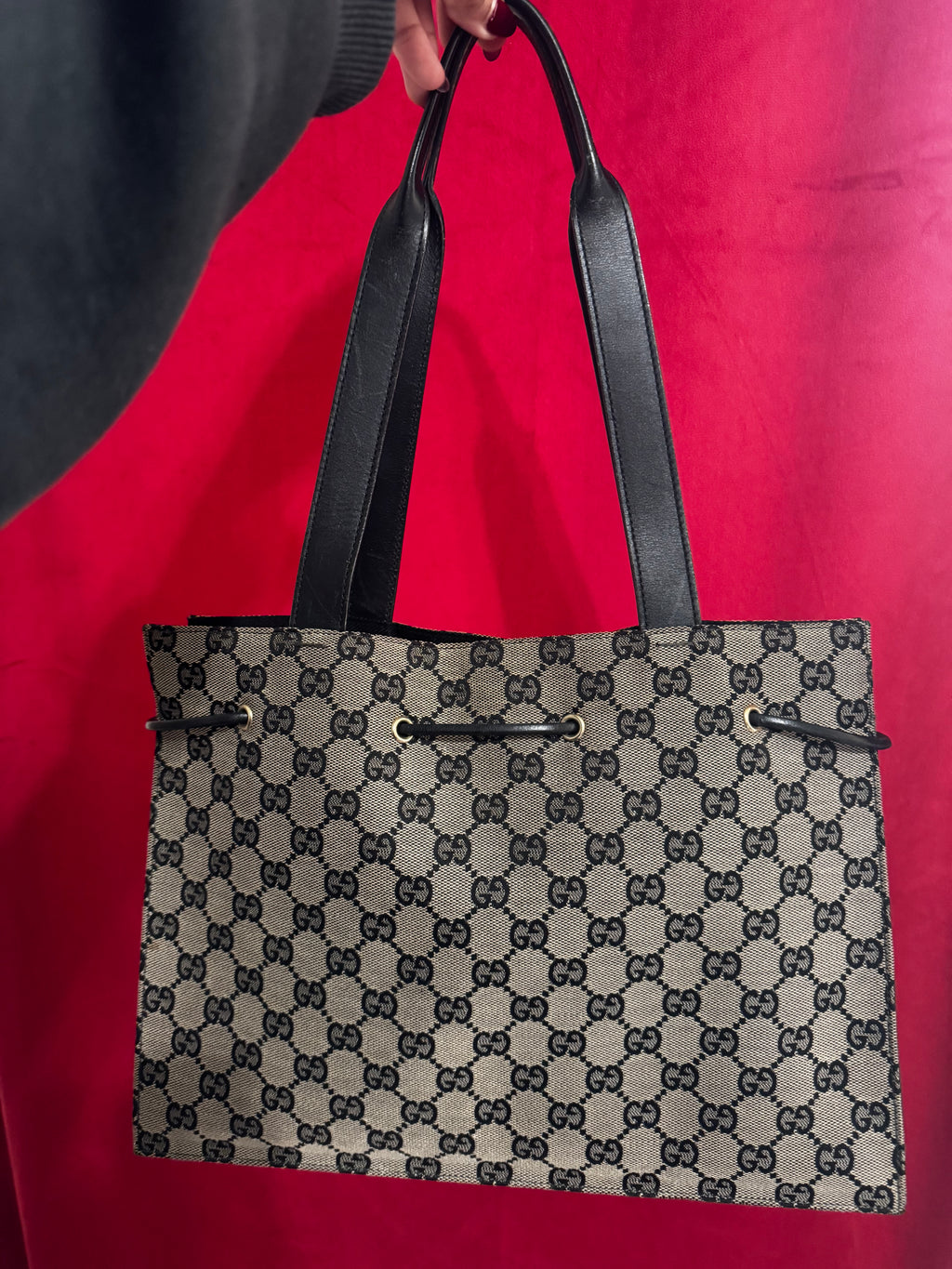 Tom Ford Era - Black Gucci GG Canvas Drawstring Tote