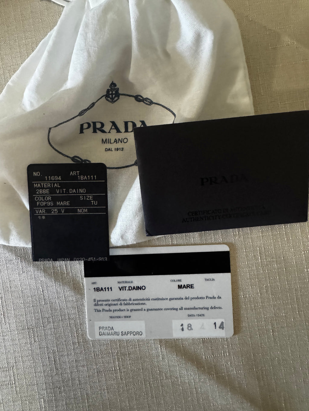 Blue Prada Vitello Daino Leather Tote