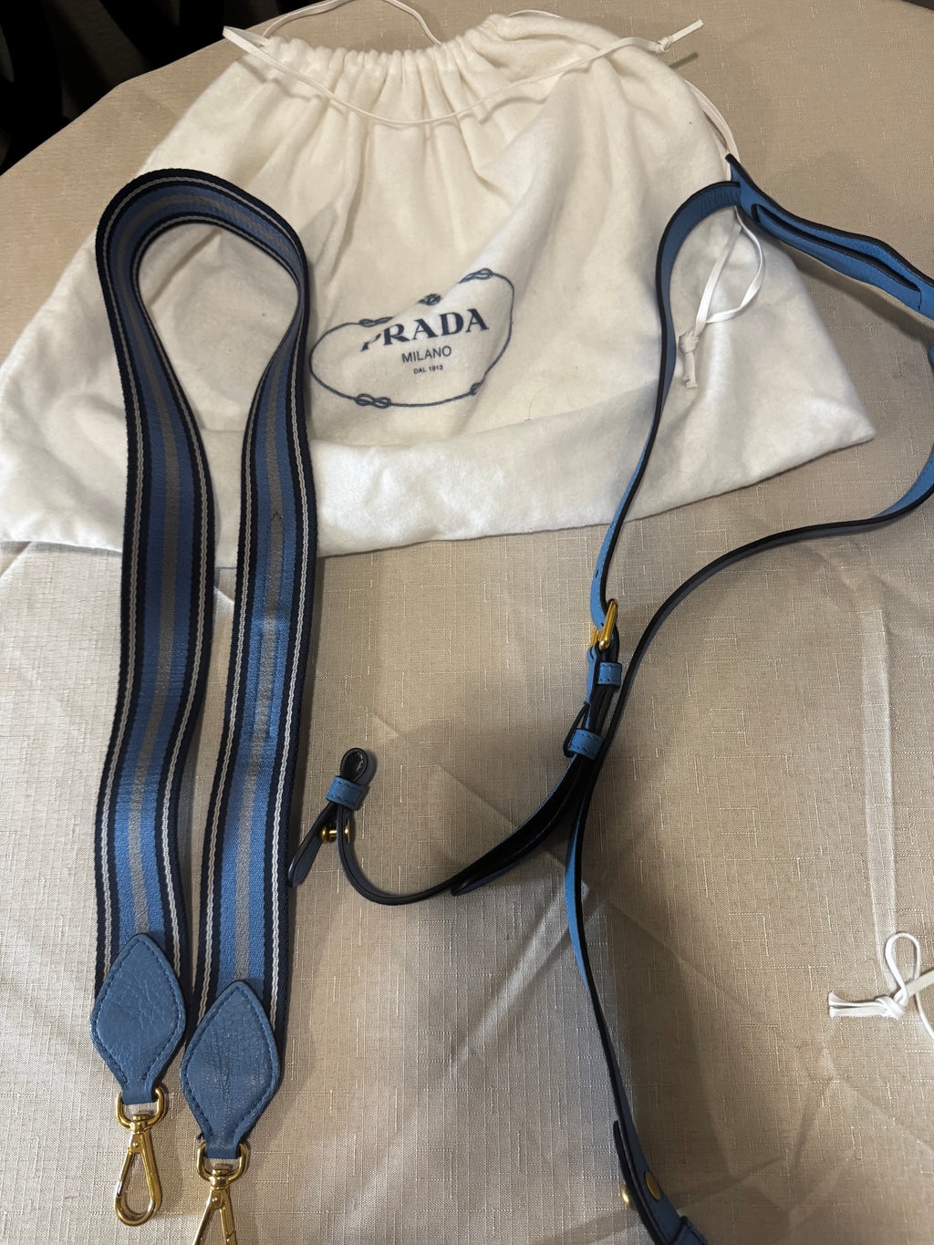 Blue Prada Vitello Daino Leather Tote