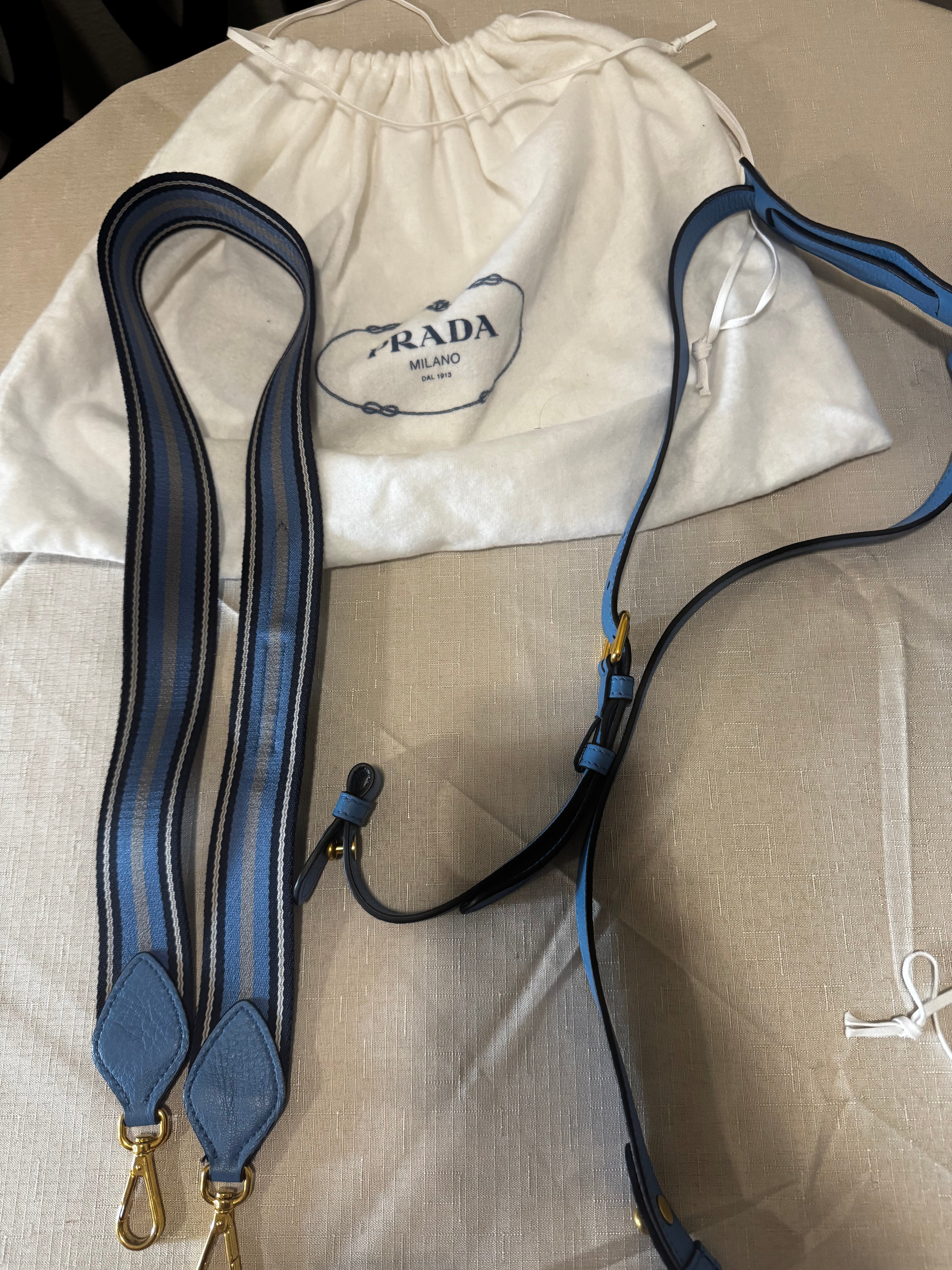 Blue Prada Vitello Daino Leather Tote