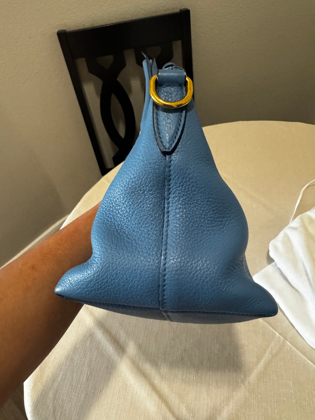 Blue Prada Vitello Daino Leather Tote