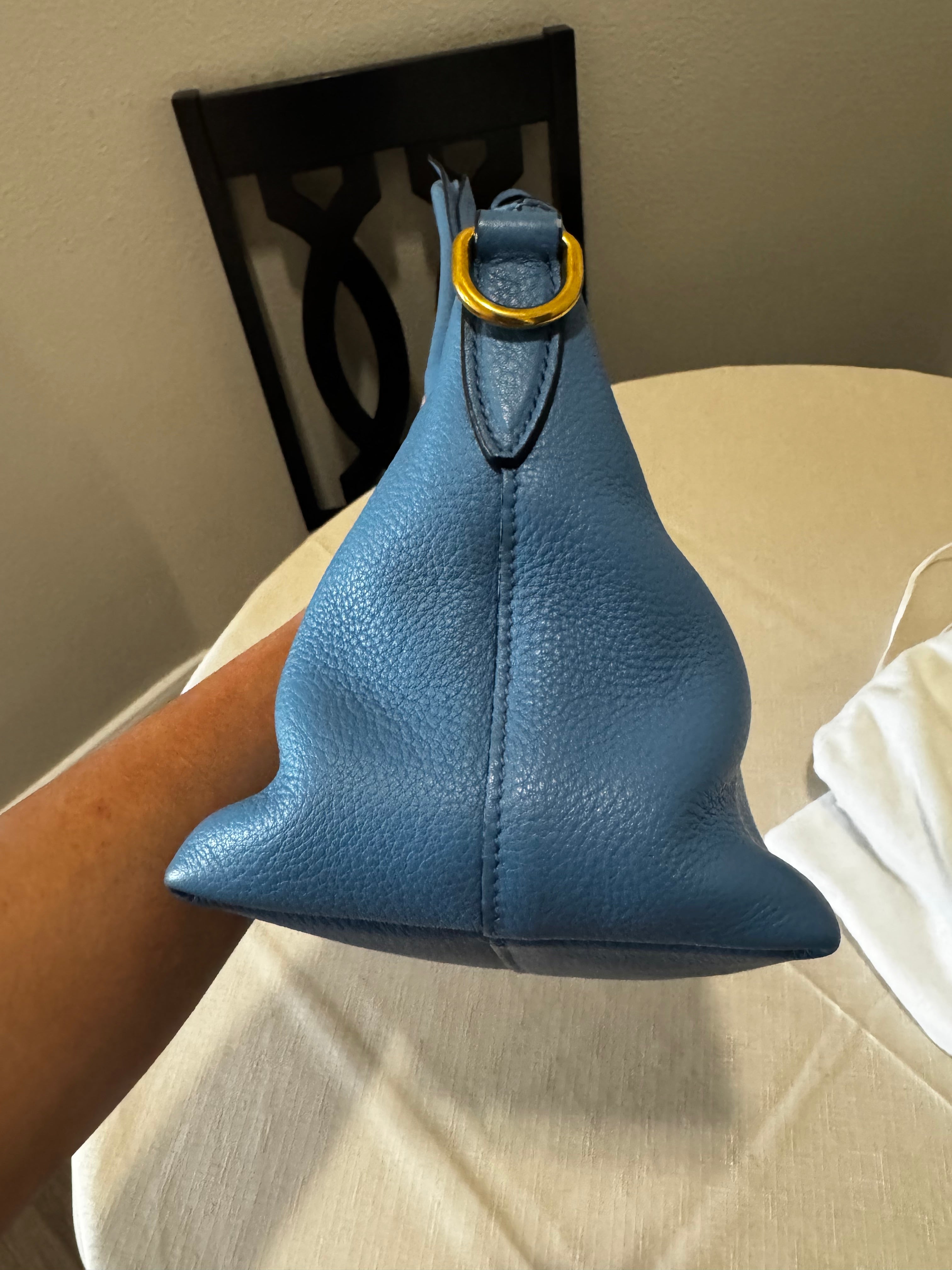Blue Prada Vitello Daino Leather Tote