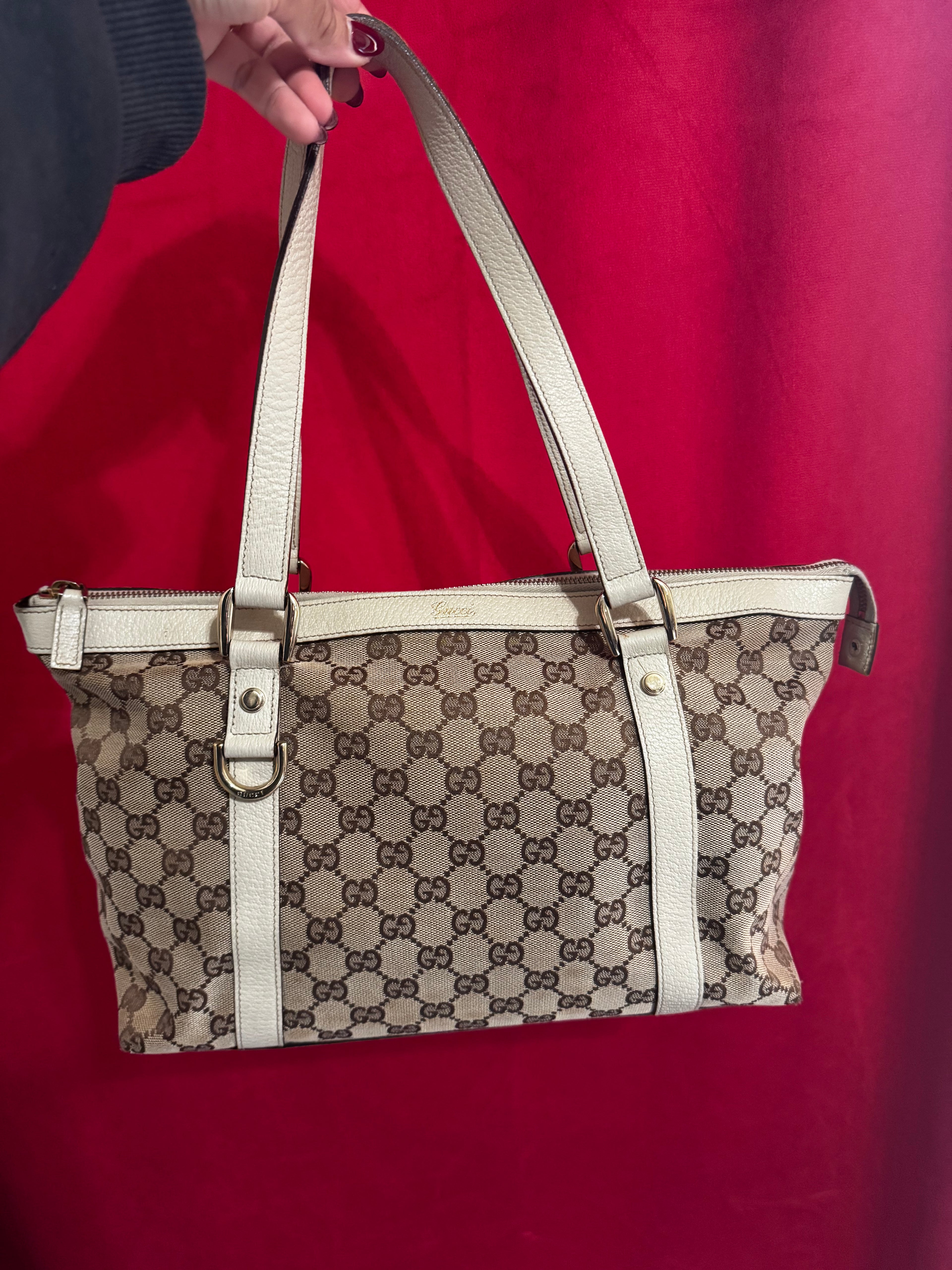 Gucci GG Canvas Tote in Cream