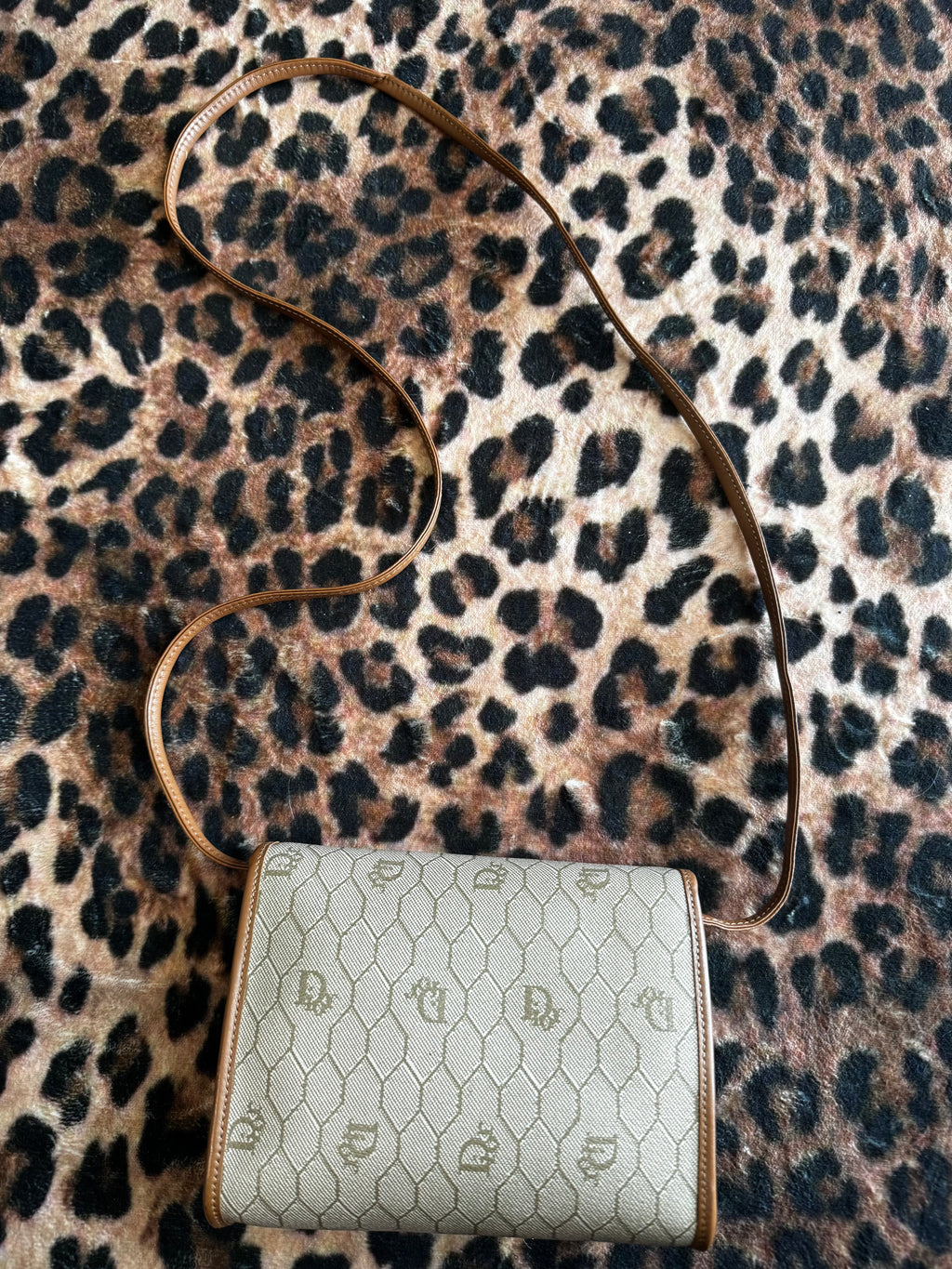 John Galliano Era - Vintage Dior Honeycomb Canvas Crossbody Bag in Cream