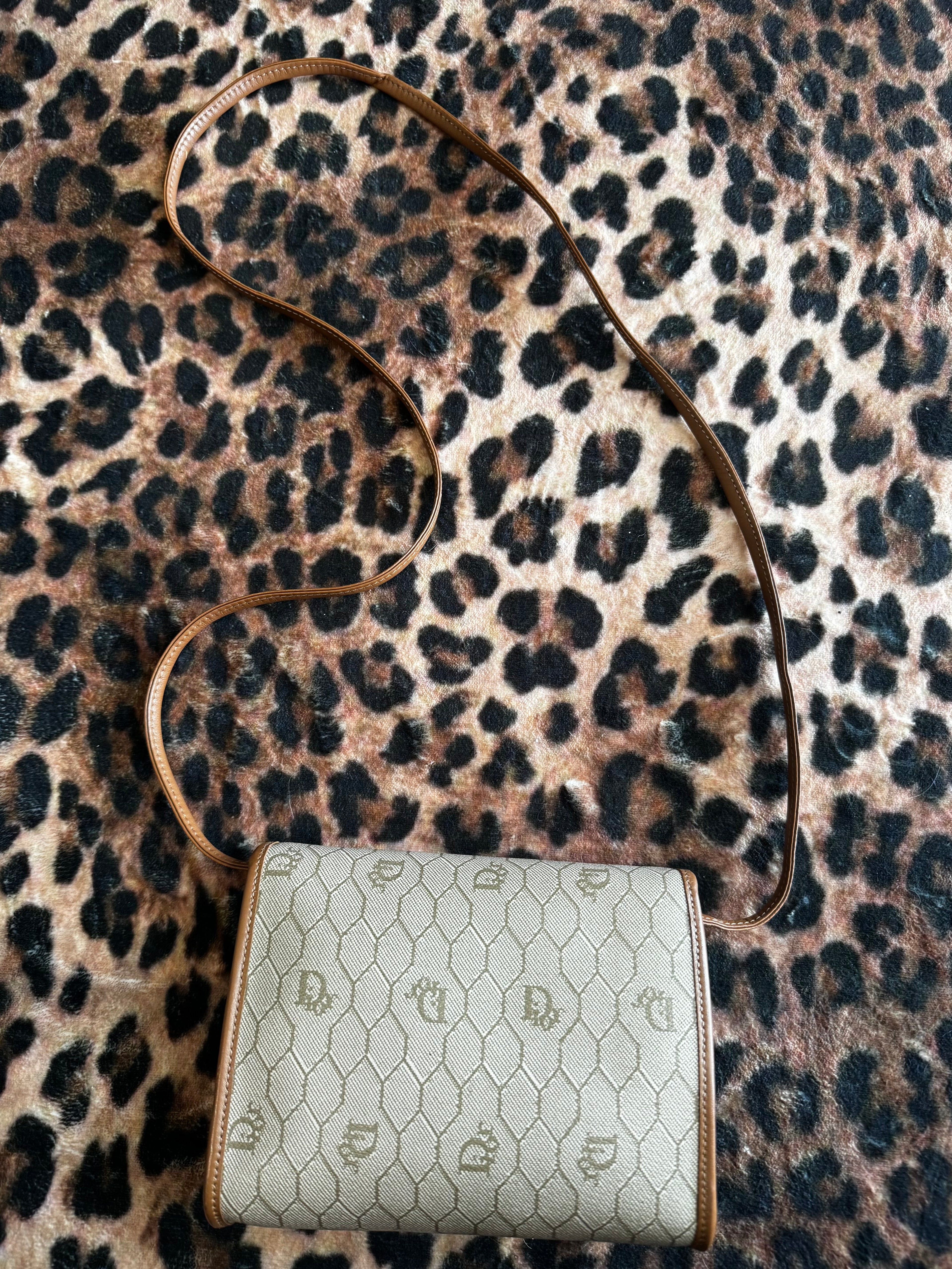 John Galliano Era - Vintage Dior Honeycomb Canvas Crossbody Bag in Cream