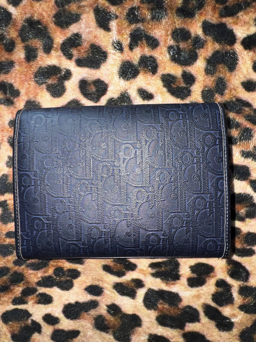 Vintage Dior Oblique Canvas Flap Clutch in Blue