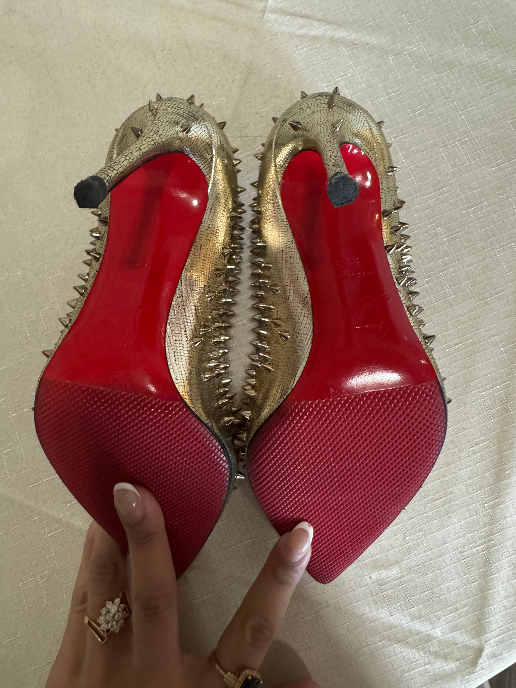 Christian Louboutin Metallic Gold Spike Pumps (6.5 / 36.5)