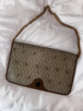 Vintage Dior Honeycomb Canvas Chain Shoulder Bag in Cream