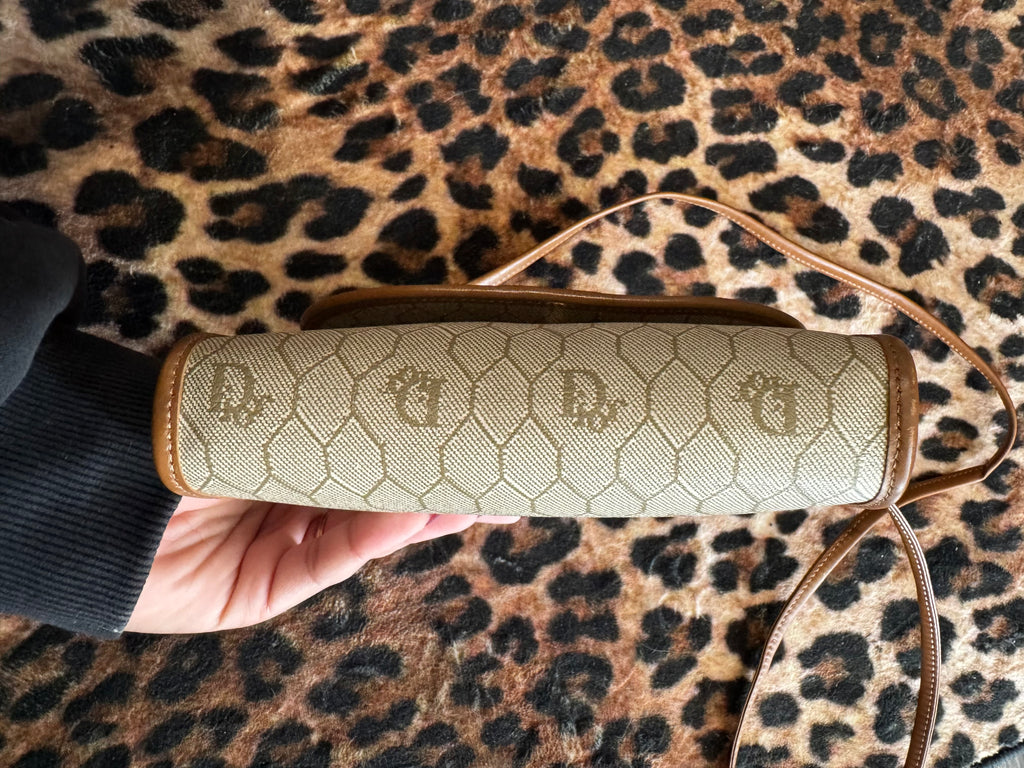 John Galliano Era - Vintage Dior Honeycomb Canvas Crossbody Bag in Cream