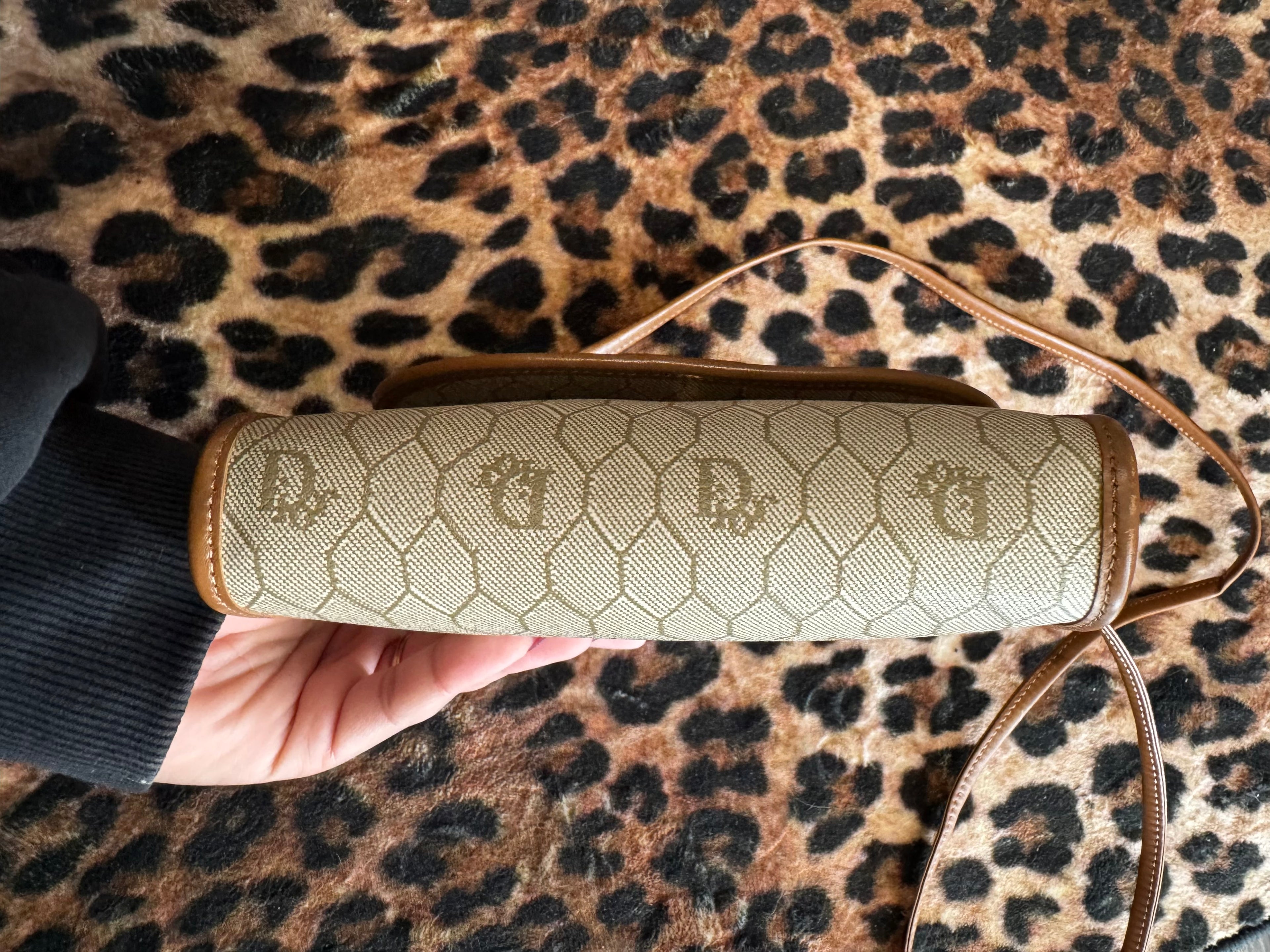 John Galliano Era - Vintage Dior Honeycomb Canvas Crossbody Bag in Cream