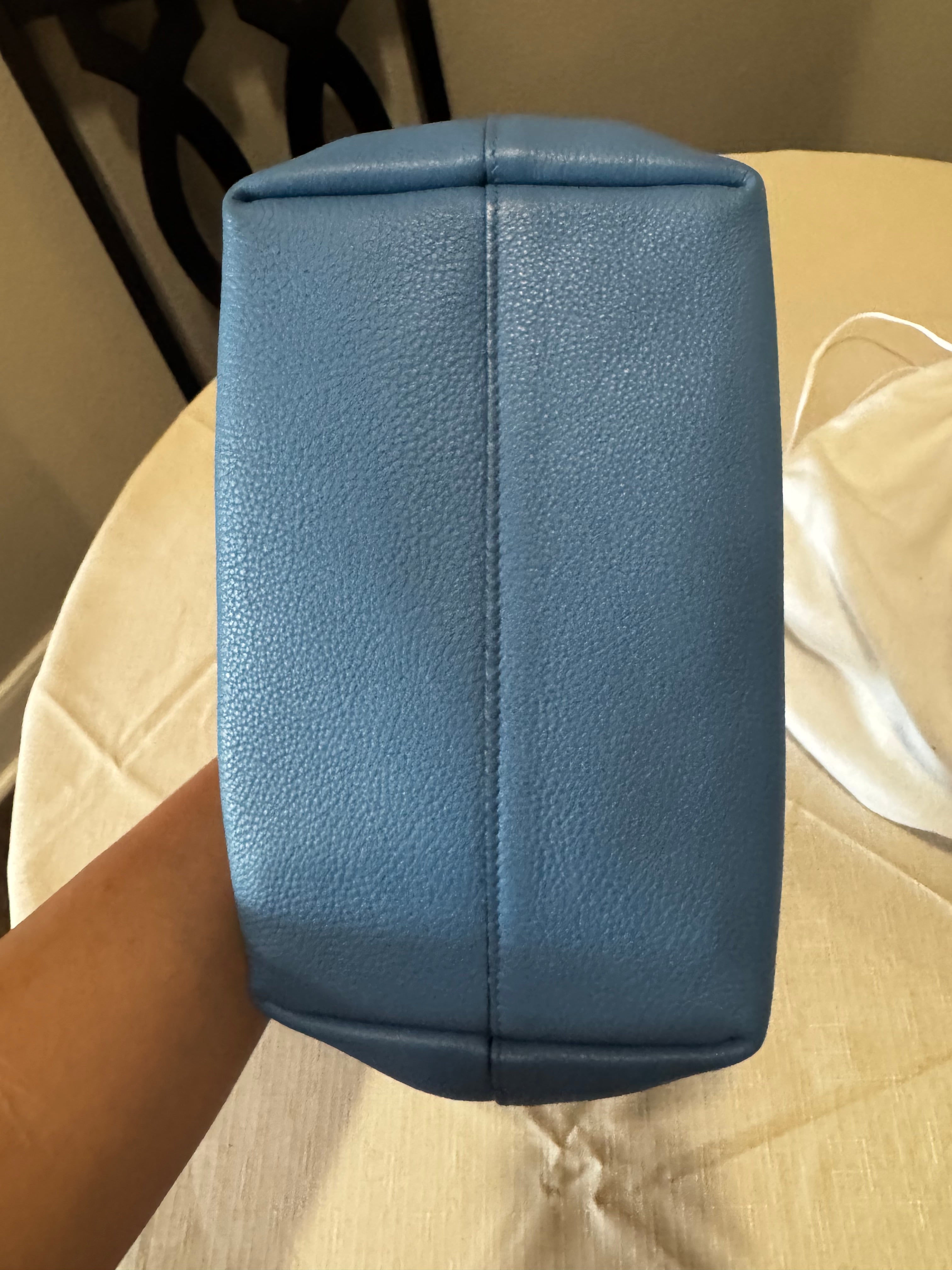 Blue Prada Vitello Daino Leather Tote