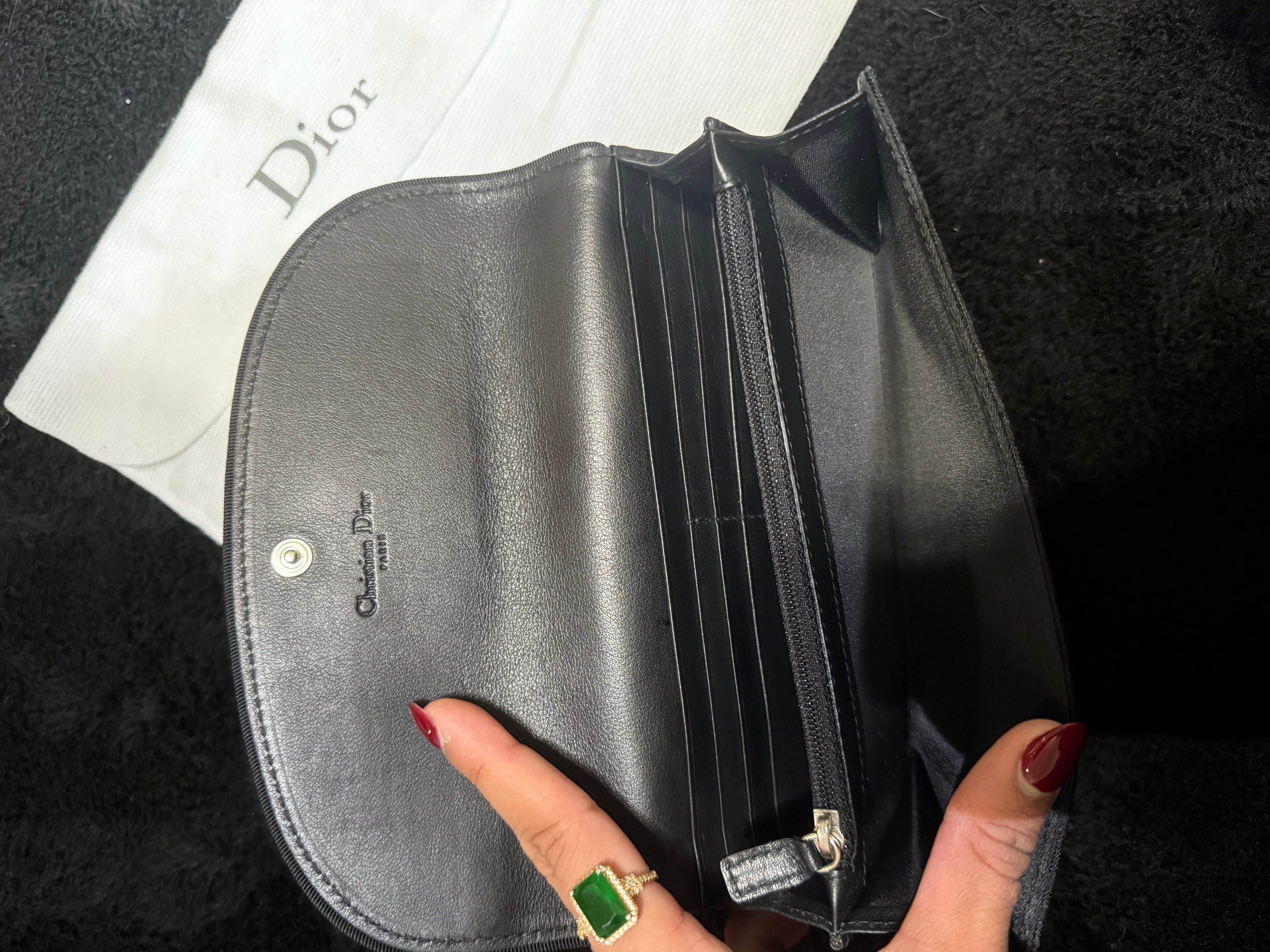 Vintage Dior Trotter Canvas Wallet Clutch in Black