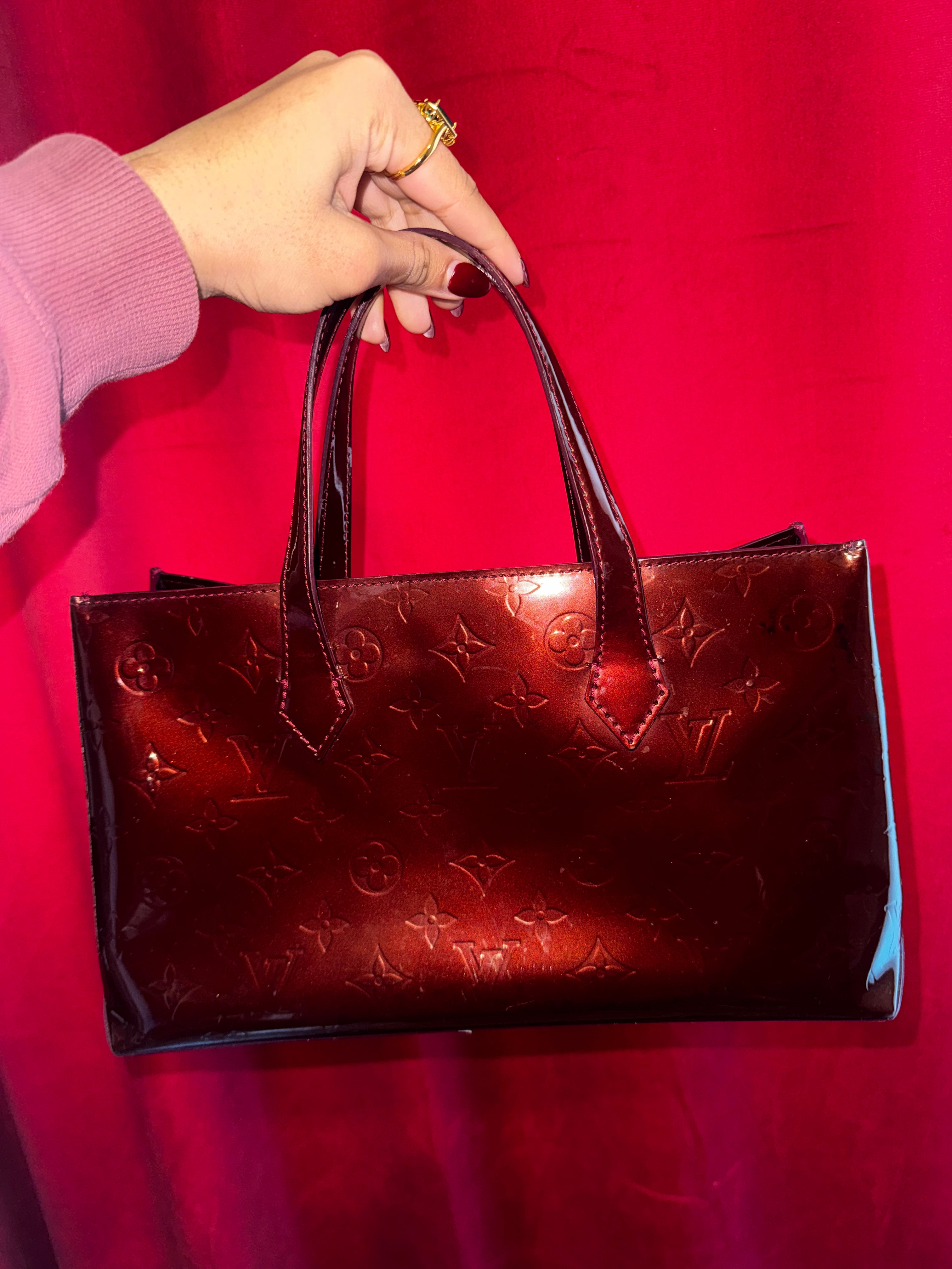 Louis Vuitton Monogram Vernis Tote PM in Metallic Burgundy