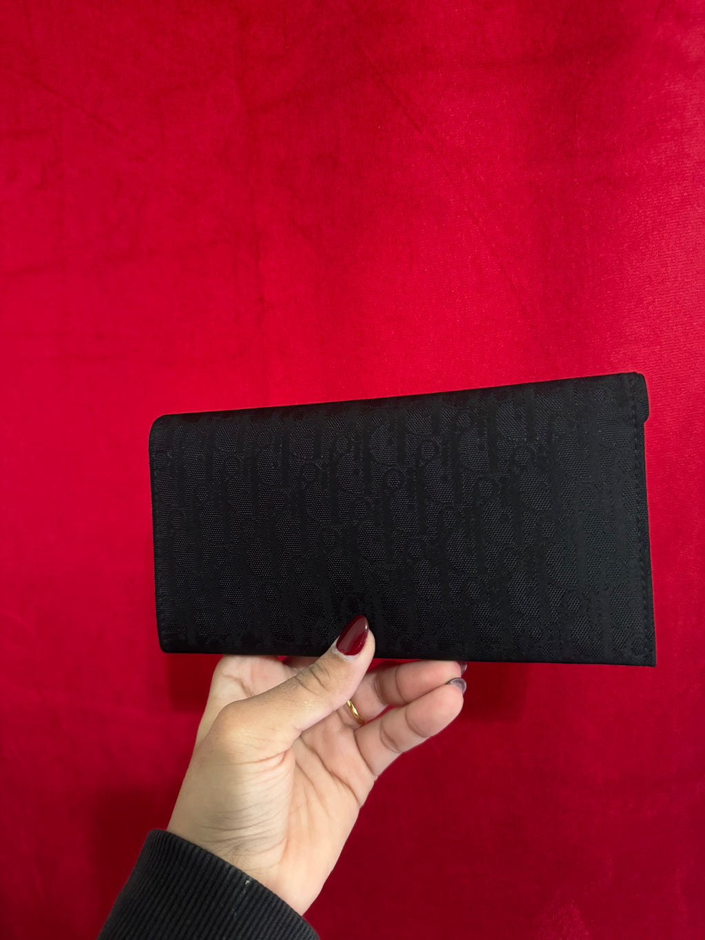 Vintage Dior Trotter Canvas Wallet Clutch in Black
