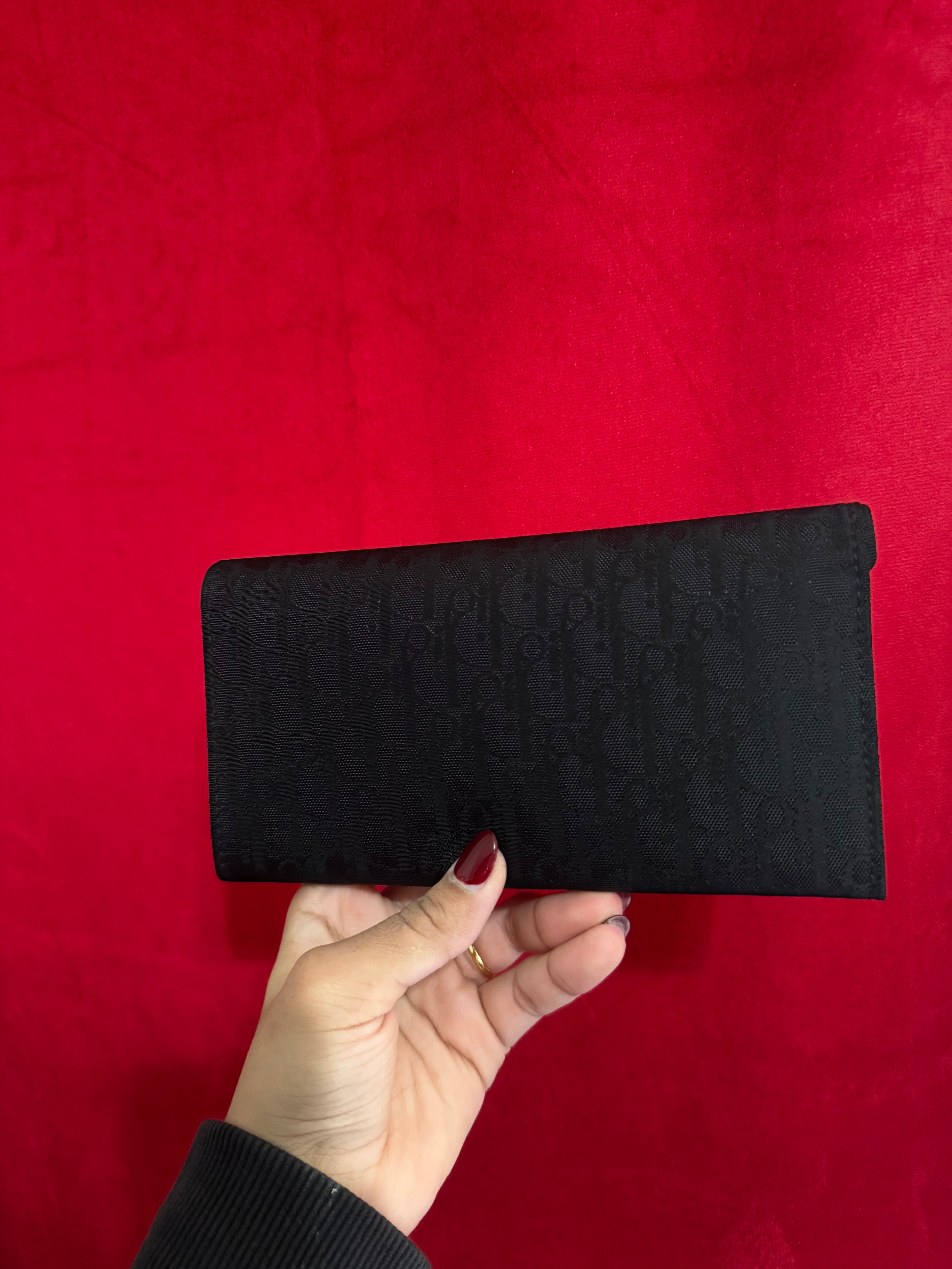 Vintage Dior Trotter Canvas Wallet Clutch in Black