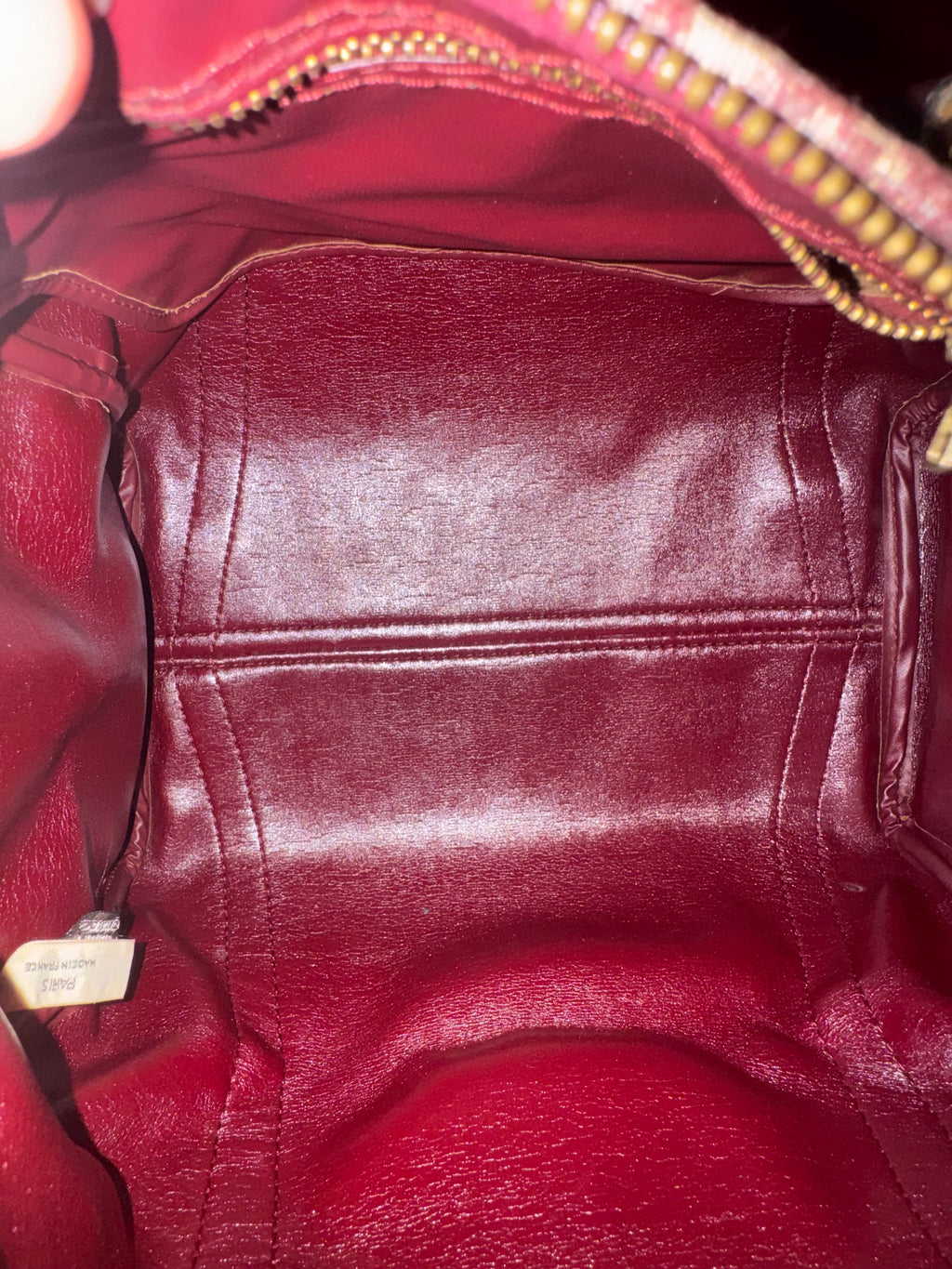 Vintage Dior Oblique Canvas Boston Bag in Burgundy
