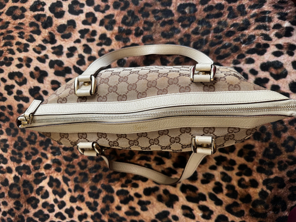 Gucci GG Canvas Tote in Cream