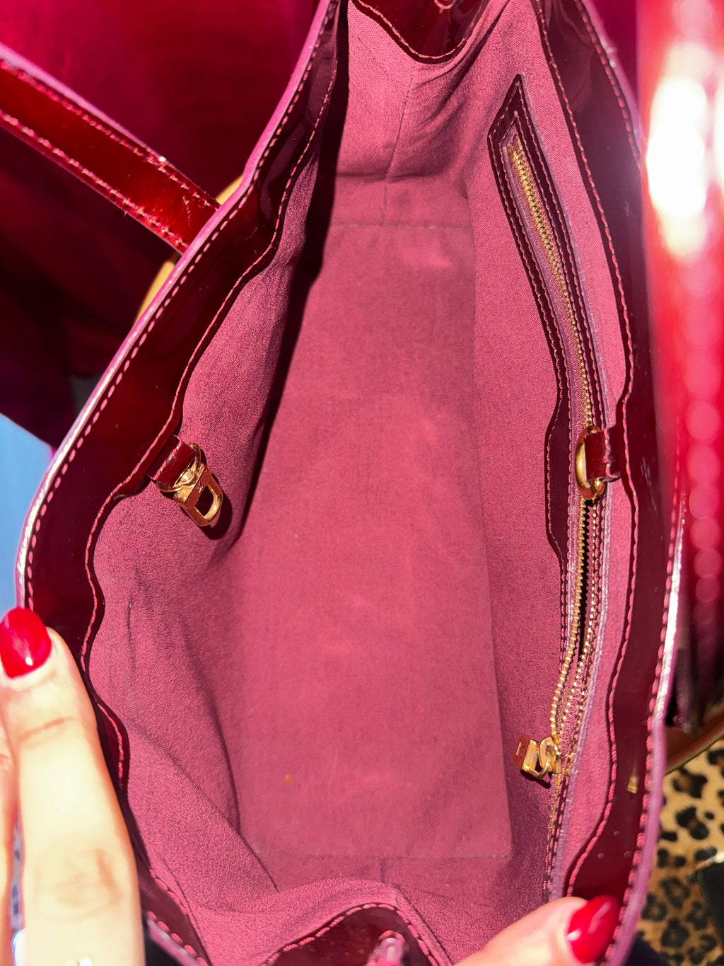 Louis Vuitton Monogram Vernis Tote PM in Metallic Burgundy